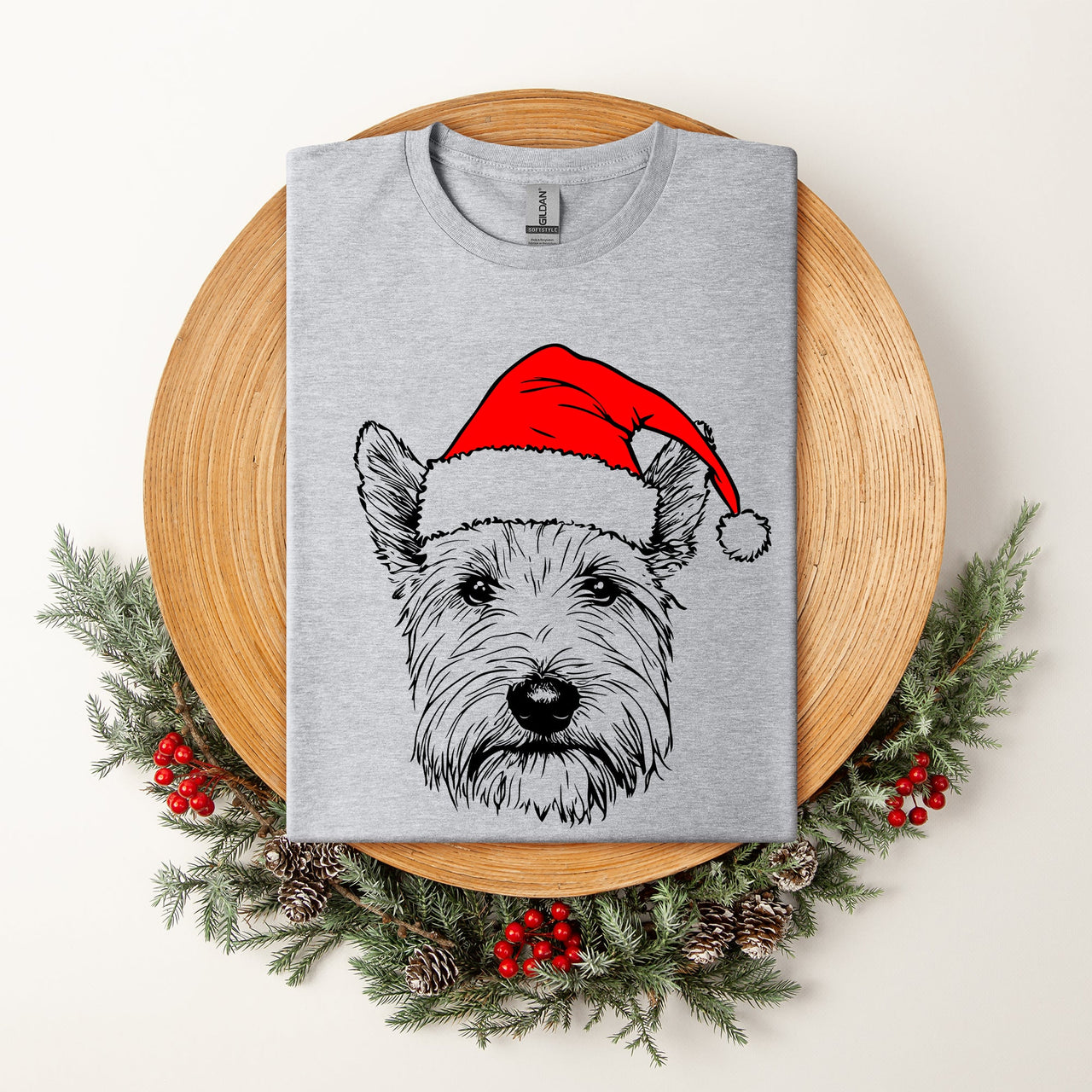 Westie West Highland White Terrier Santa Christmas Dog Lover Pet Comfort Colors Tee
