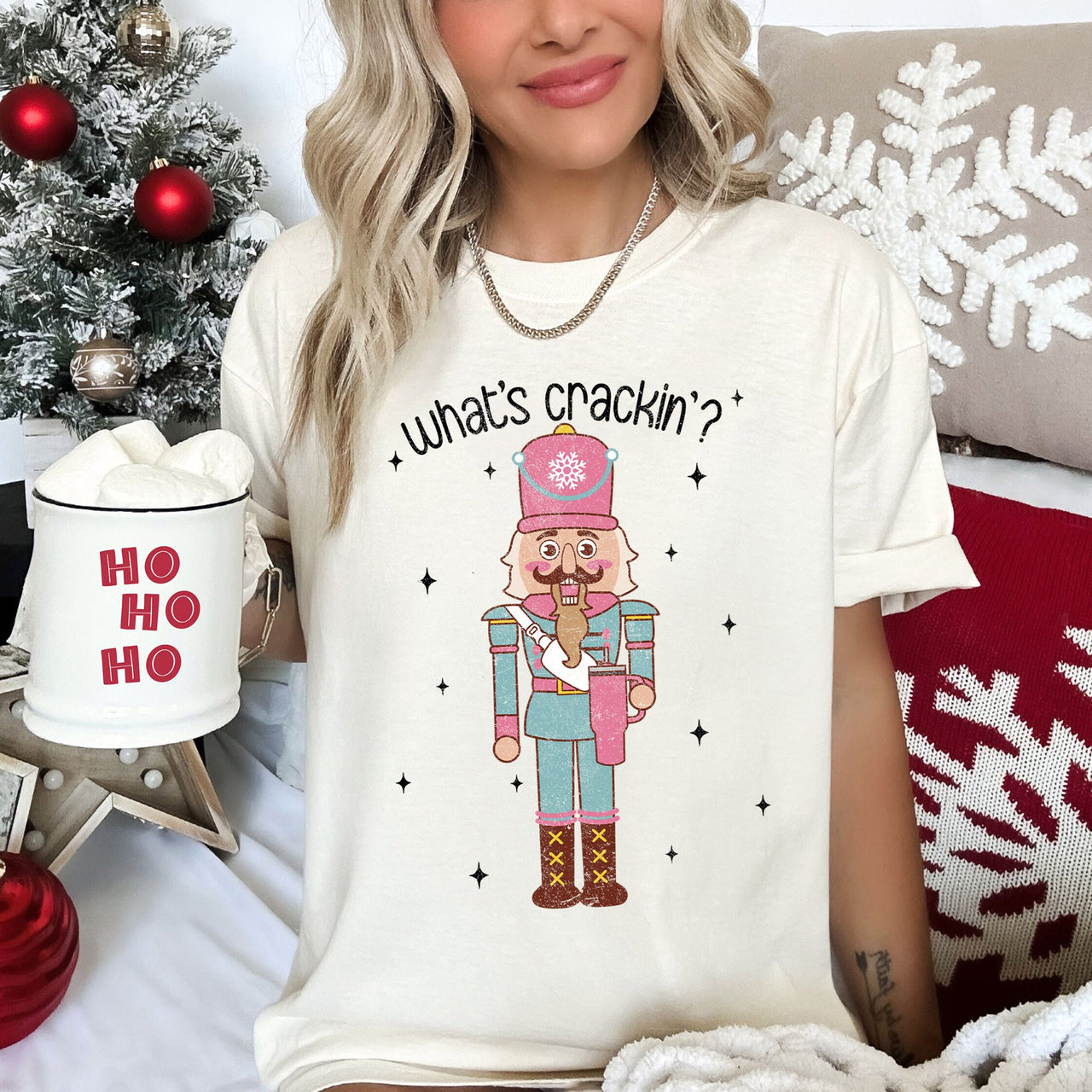 What's Crackin Nutcracker Christmas Festive Holiday Edition Collection Comfort Colors Tee