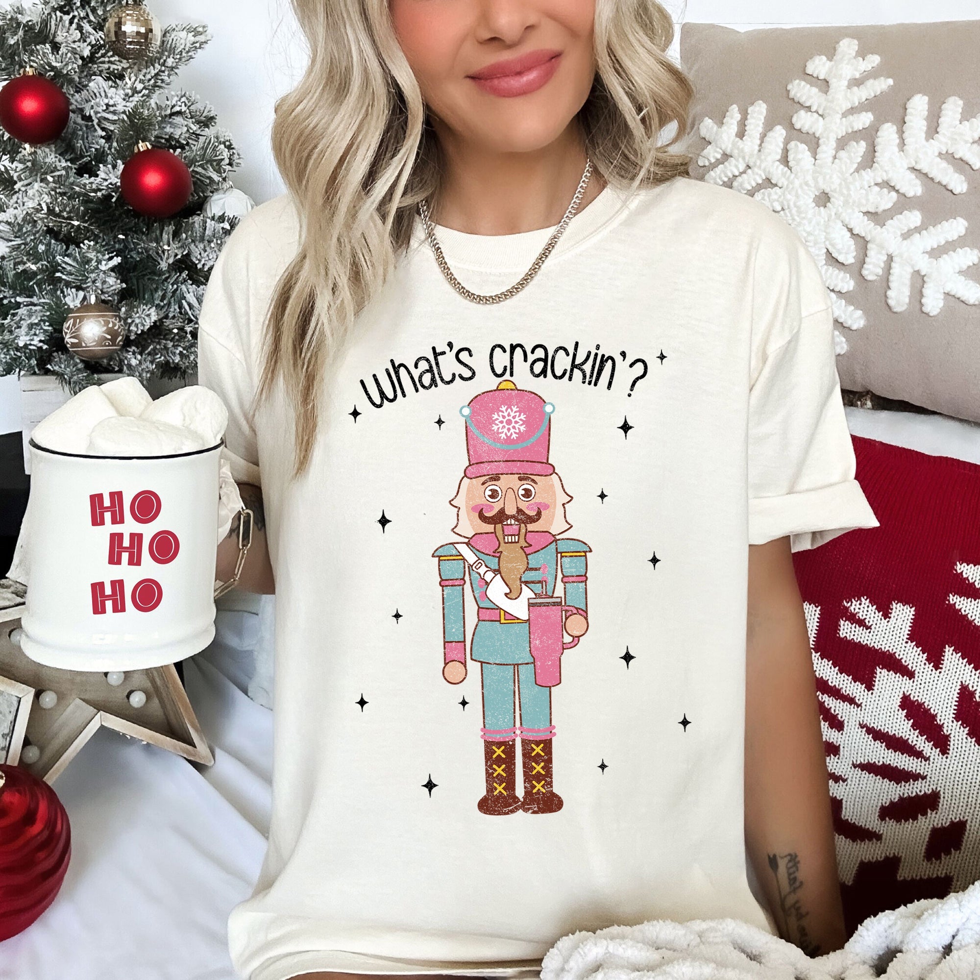 What's Crackin Nutcracker Christmas Festive Holiday Edition Collection Comfort Colors Tee