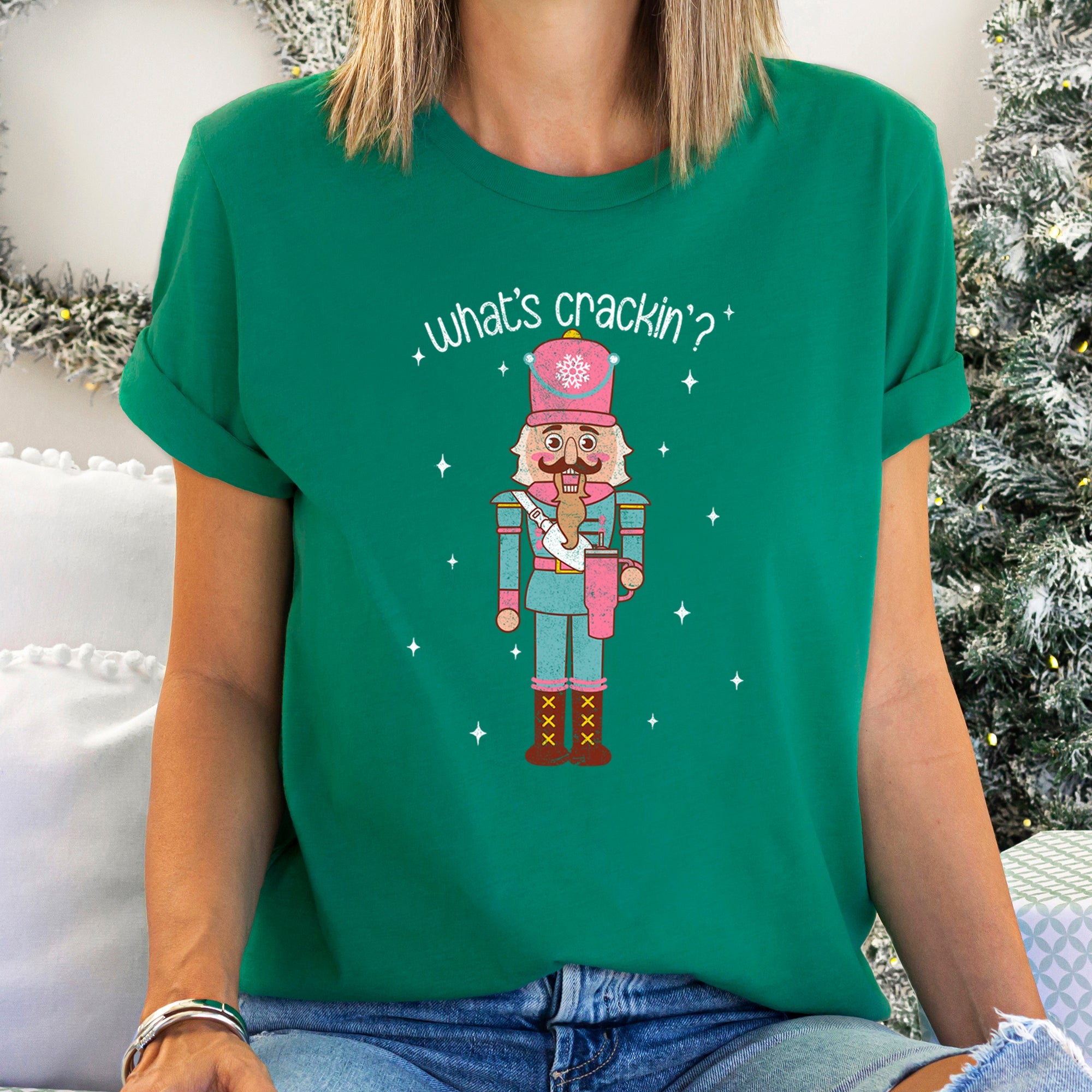What's Crackin Nutcracker Christmas Classic Holiday Festive Cozy Vintage Style Whimsical Seasonal Icon Art Graphic Tee