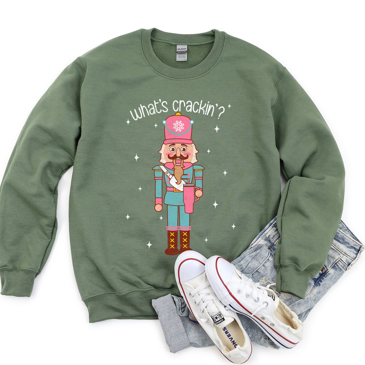 What's Crackin, Nutcracker Holiday Cheer Edition with Classic Christmas Charm Sweatshirt