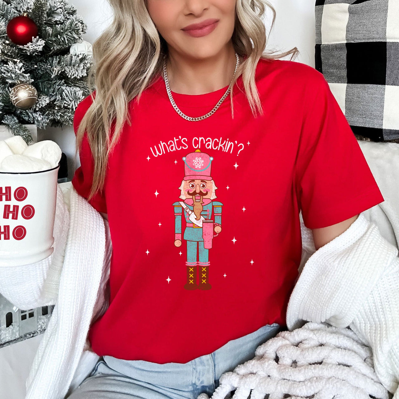 What's Crackin Nutcracker Christmas Classic Holiday Festive Cozy Vintage Style Whimsical Seasonal Icon Art Graphic Tee