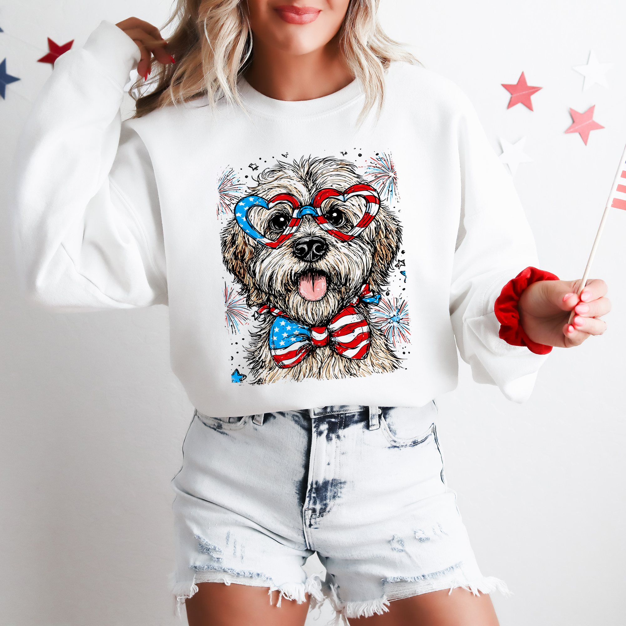 Wheaten Terrier Patriotic Dog USA America Pet Lover 4th Of July Pride Edition Sweatshirt