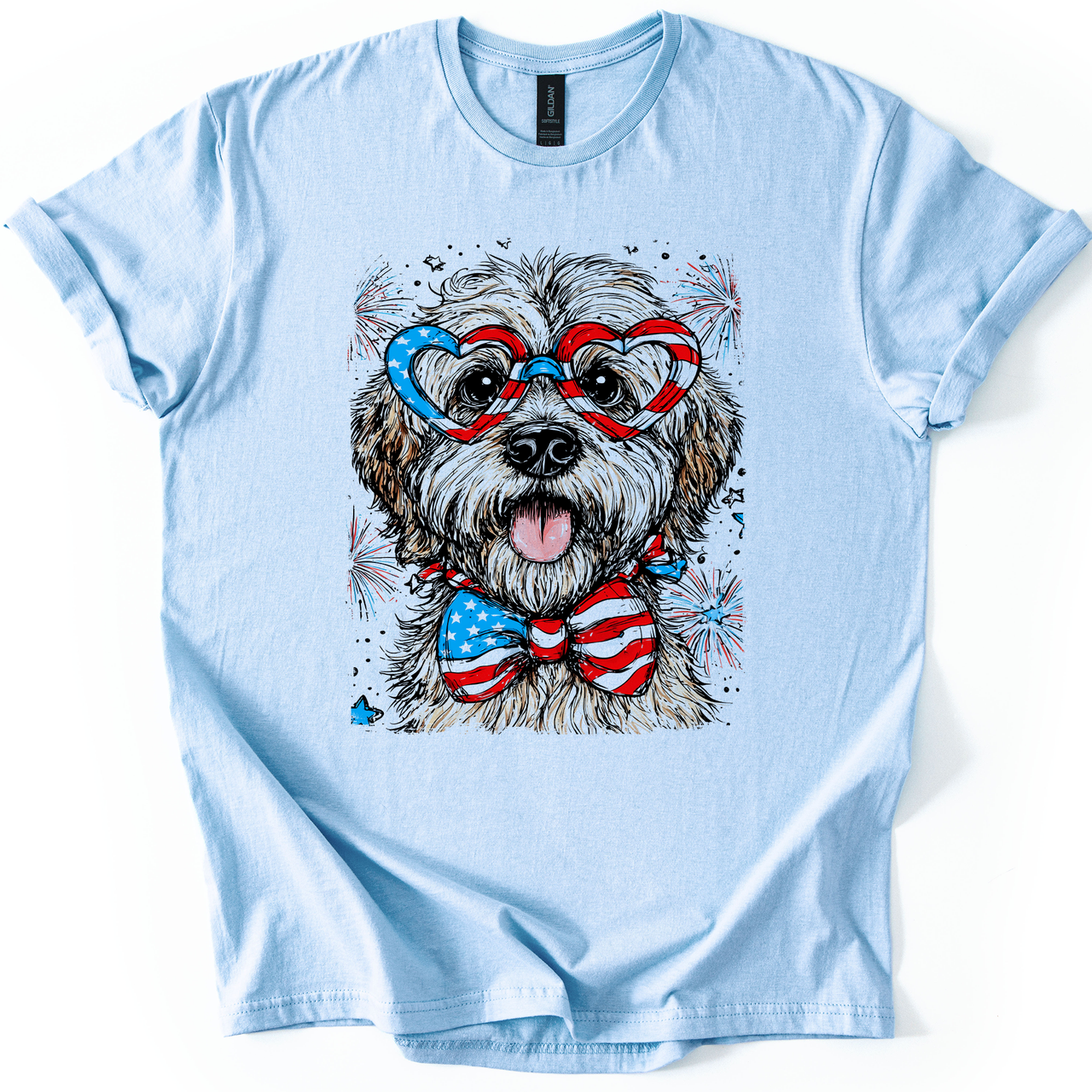 Wheaten Terrier Patriotic Dog USA Pride 4th Of July Pet Lover Celebration Graphic Tee