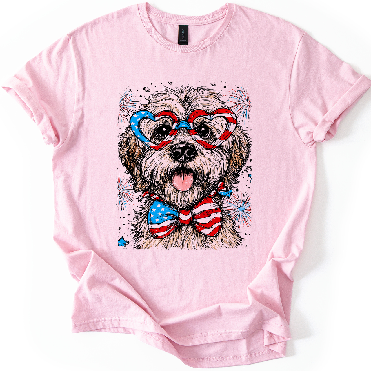 Wheaten Terrier Patriotic Dog USA Pride 4th Of July Pet Lover Celebration Graphic Tee