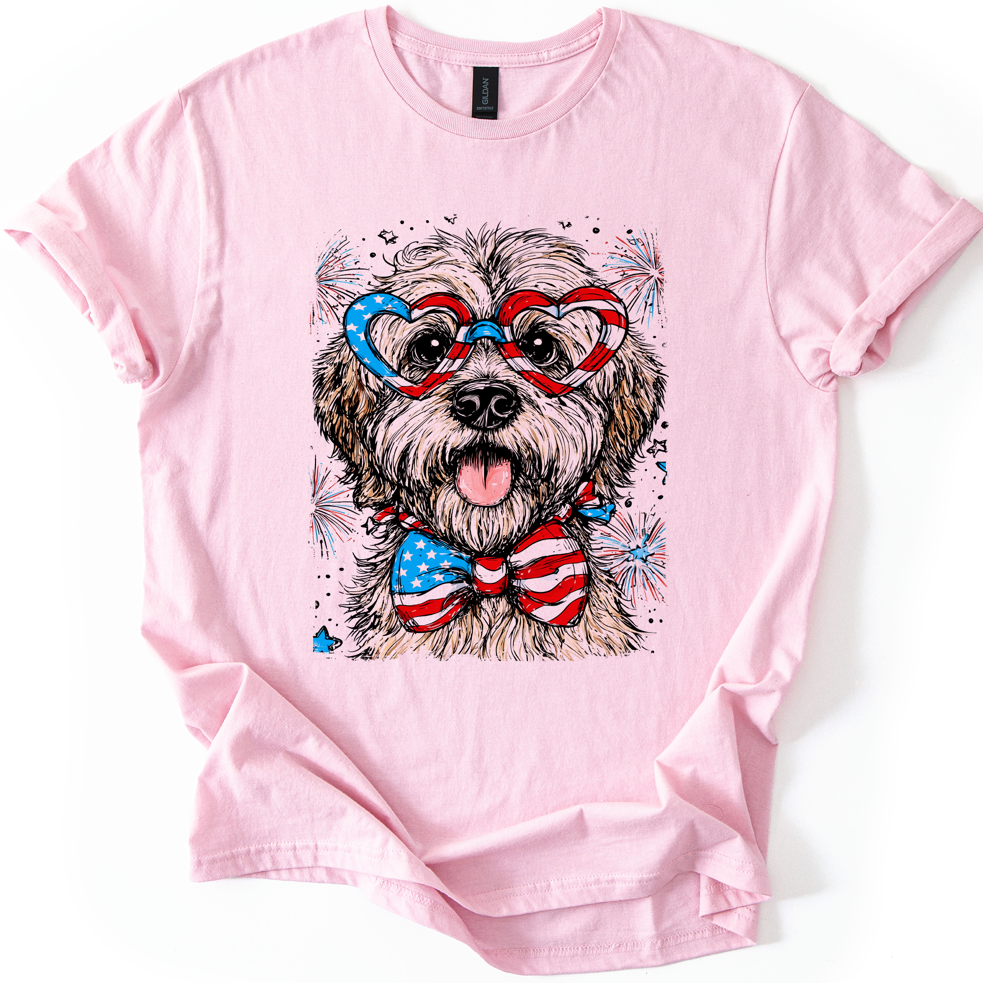 Wheaten Terrier Patriotic Dog USA Pride 4th Of July Pet Lover Celebration Graphic Tee