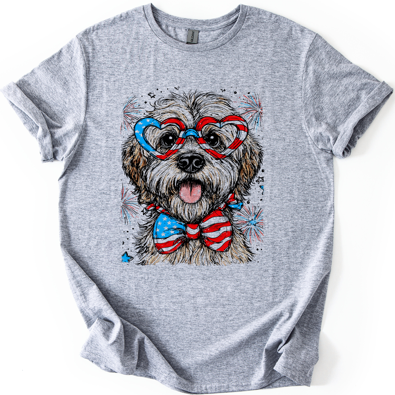 Wheaten Terrier Patriotic Dog USA Pride 4th Of July Pet Lover Celebration Graphic Tee