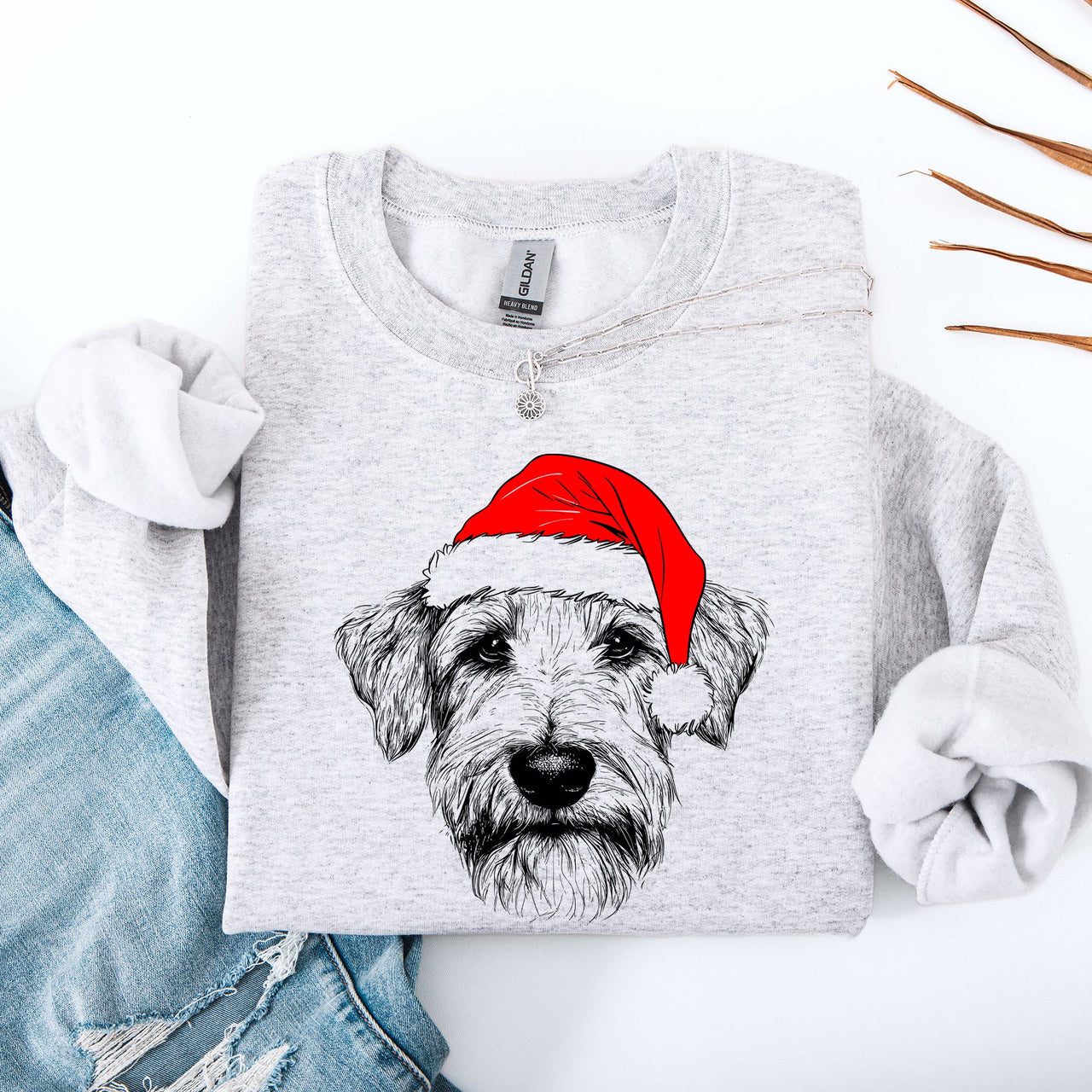 Wheaten Terrier Santa Claus Christmas Dog Lover Festive Seasonal Graphic Sweatshirt