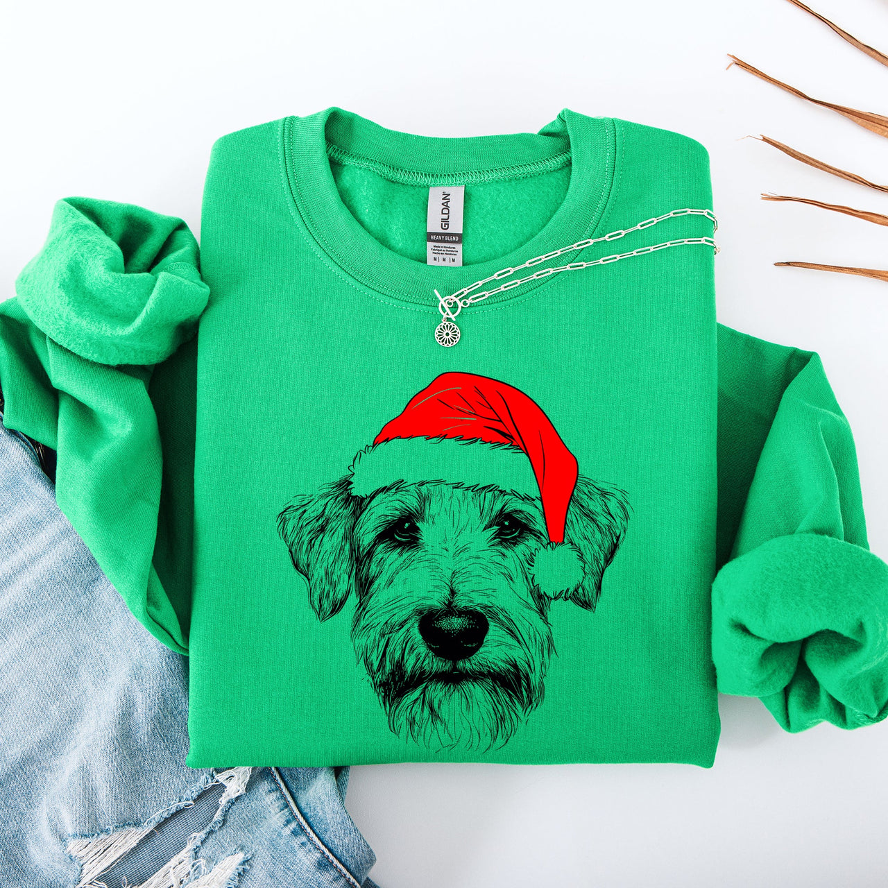 Wheaten Terrier Santa Claus Christmas Dog Lover Festive Seasonal Graphic Sweatshirt