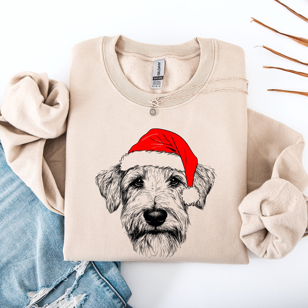 Wheaten Terrier Santa Claus Christmas Dog Lover Festive Seasonal Graphic Sweatshirt