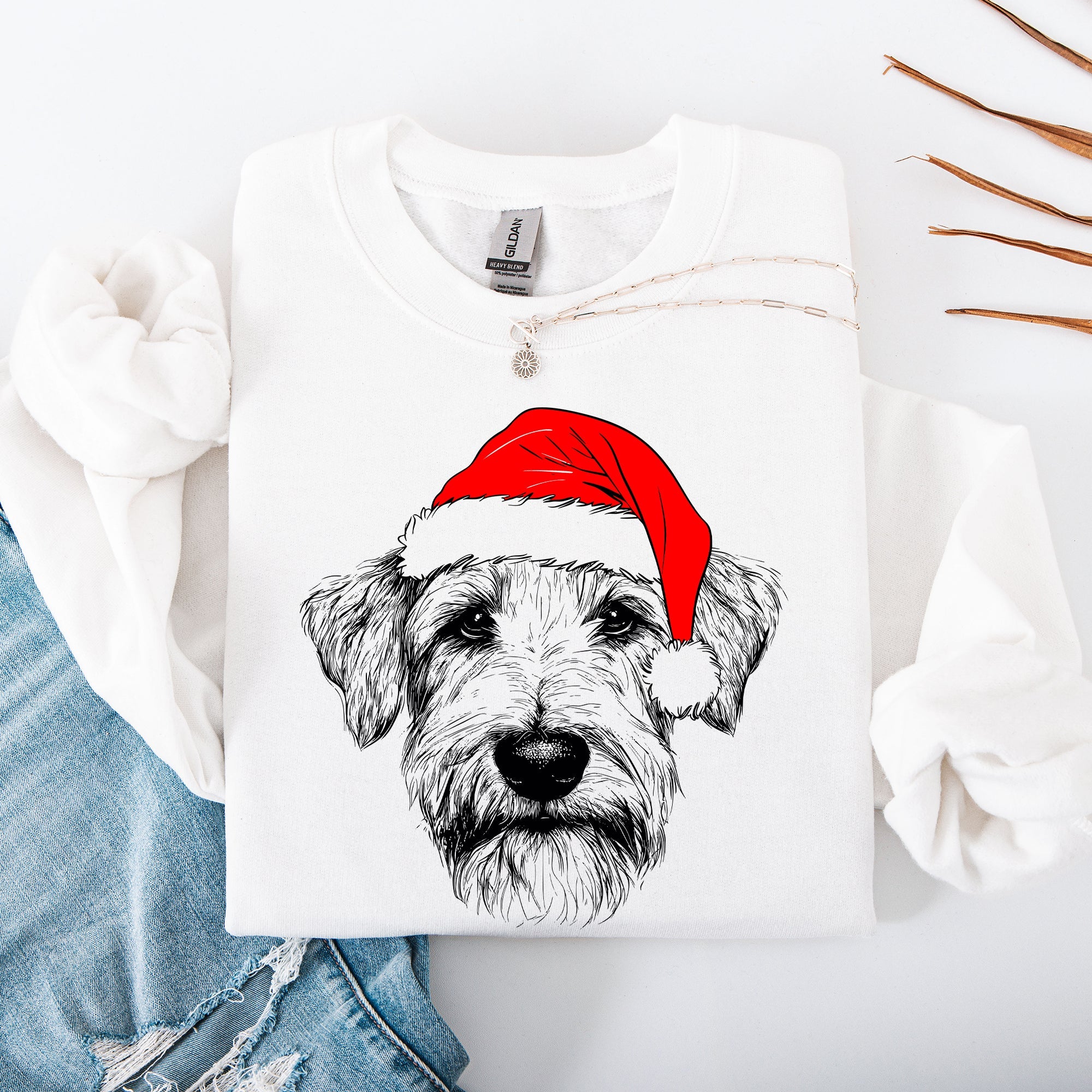 Wheaten Terrier Santa Claus Christmas Dog Lover Festive Seasonal Graphic Sweatshirt