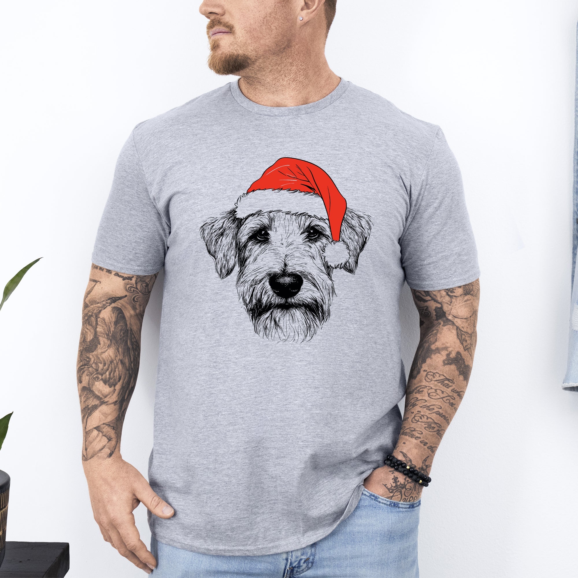 Wheaten Terrier Santa Claus Christmas Dog Lover Silhouette Illustration Comfort Colors Tee