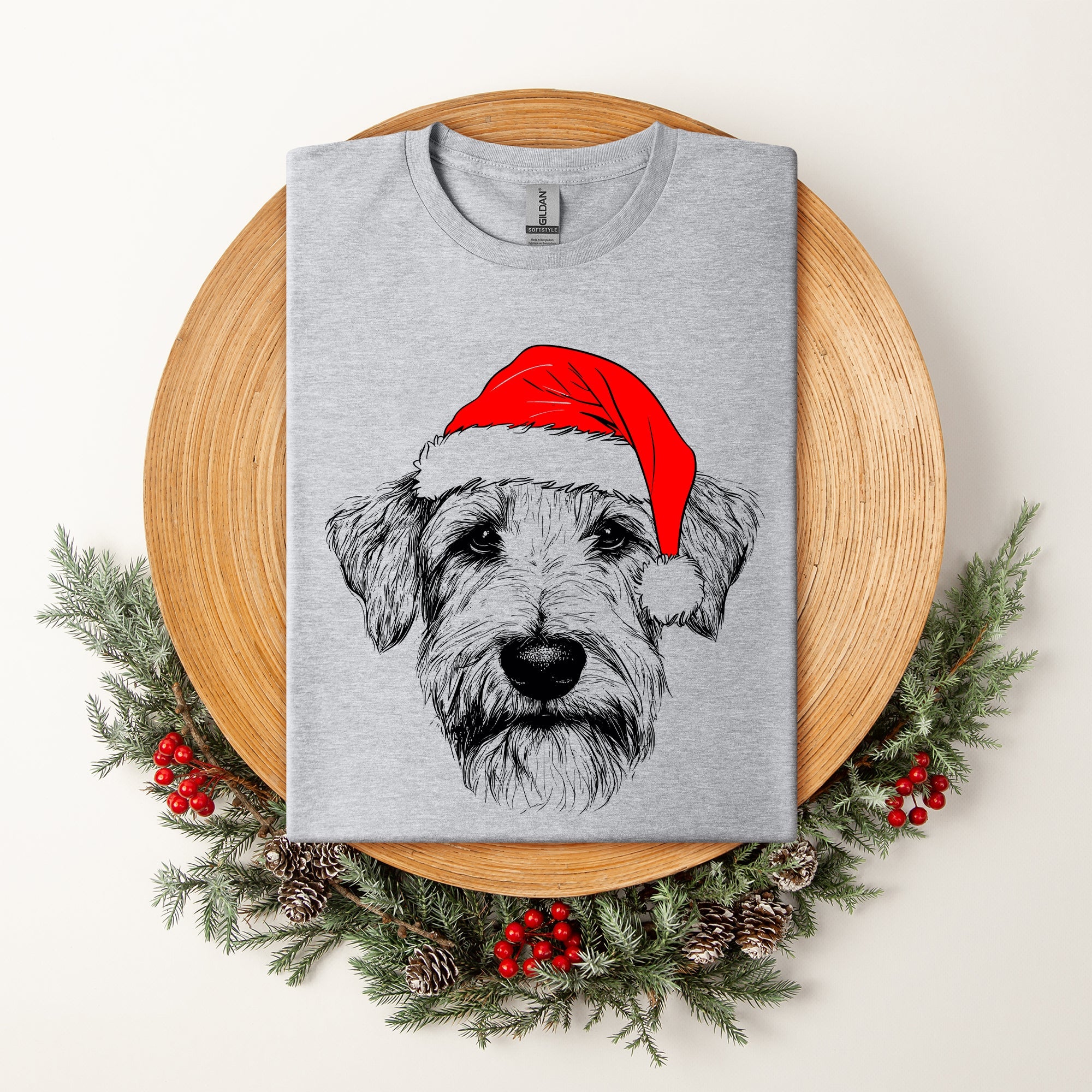 Wheaten Terrier Santa Claus Christmas Dog Lover Silhouette Illustration Comfort Colors Tee