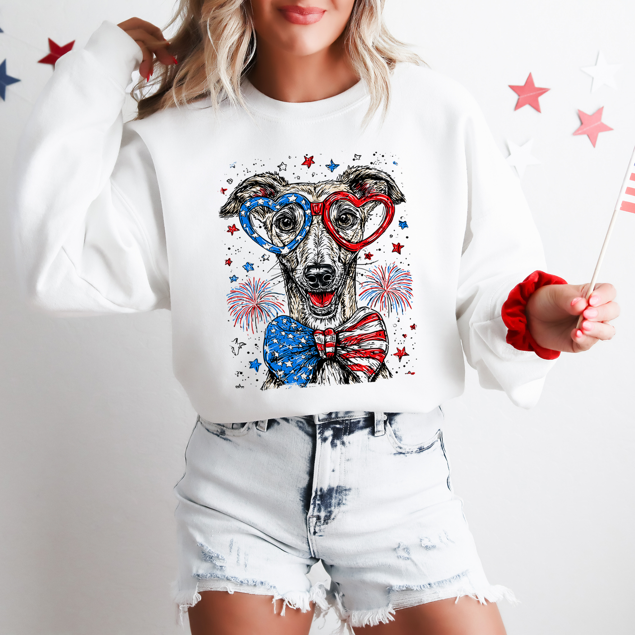 Whippet Patriotic Dog USA America Pet Lover 4th Of July All American Celebration Sweatshirt
