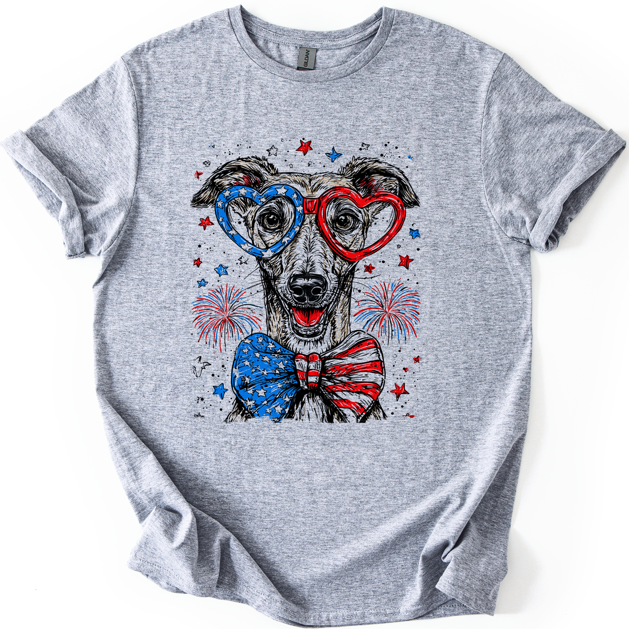 Whippet Patriotic Dog USA America Pet Lover 4th Of July Pride Flag Forever Graphic Tee