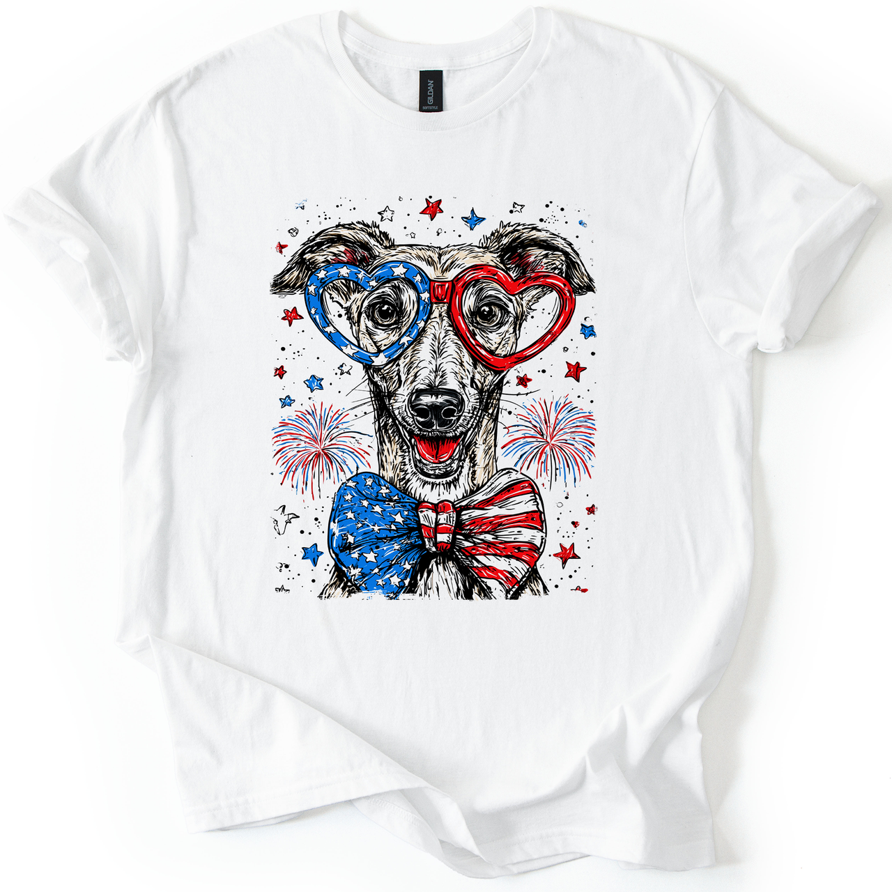Whippet Patriotic Dog USA America Pet Lover 4th Of July Pride Flag Forever Graphic Tee