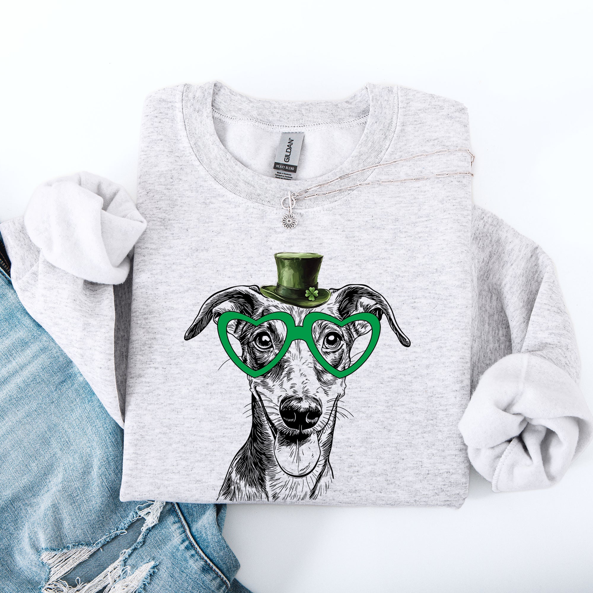 Whippet Adorable Dog St Patrick's Day Irish Luck Celebration For Pet Lovers Sweatshirt