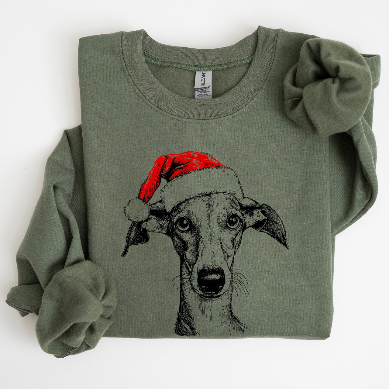 Whippet Santa Christmas Dog Lover Holiday Themed Pet Portrait Sweatshirt For Dog Lovers Everywhere