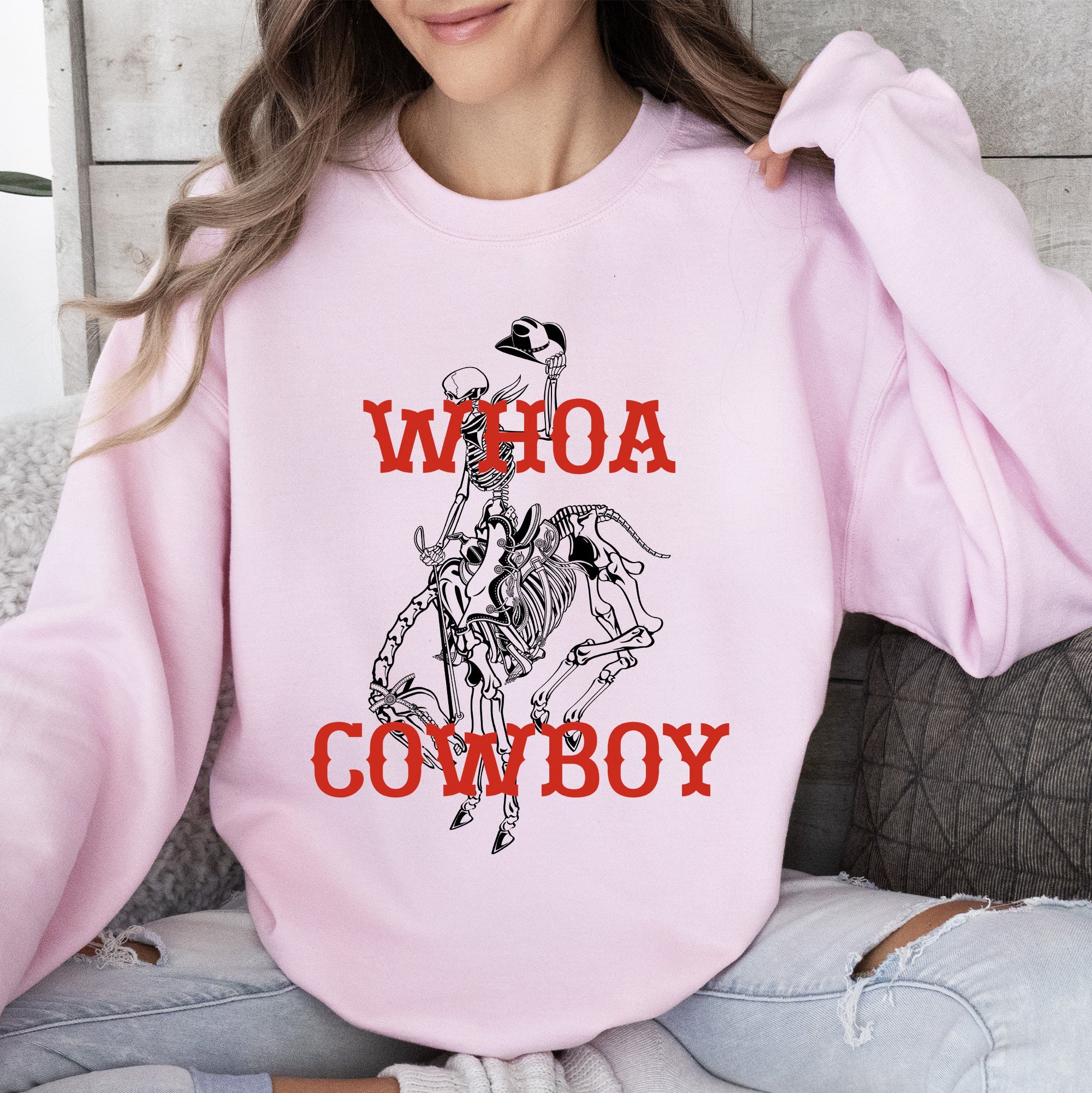 Whoa Cowboy Skeleton Horse Western Illustration Collection For Western Lovers Sweatshirt