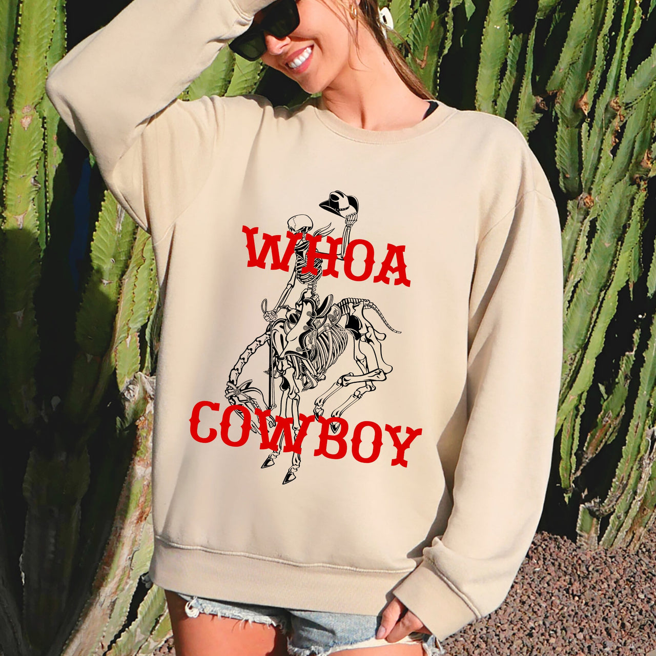 Whoa Cowboy Skeleton Horse Western Illustration Collection For Western Lovers Sweatshirt