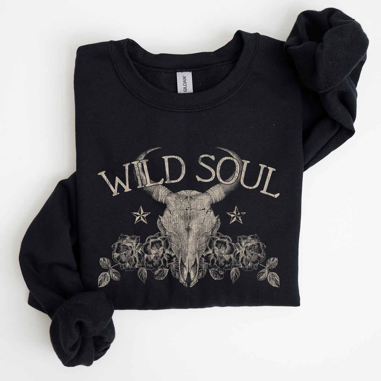 Wild Soul Cow Skull Western Desert Outdoor Adventure Frontier Spirit Western Heritage Sweatshirt