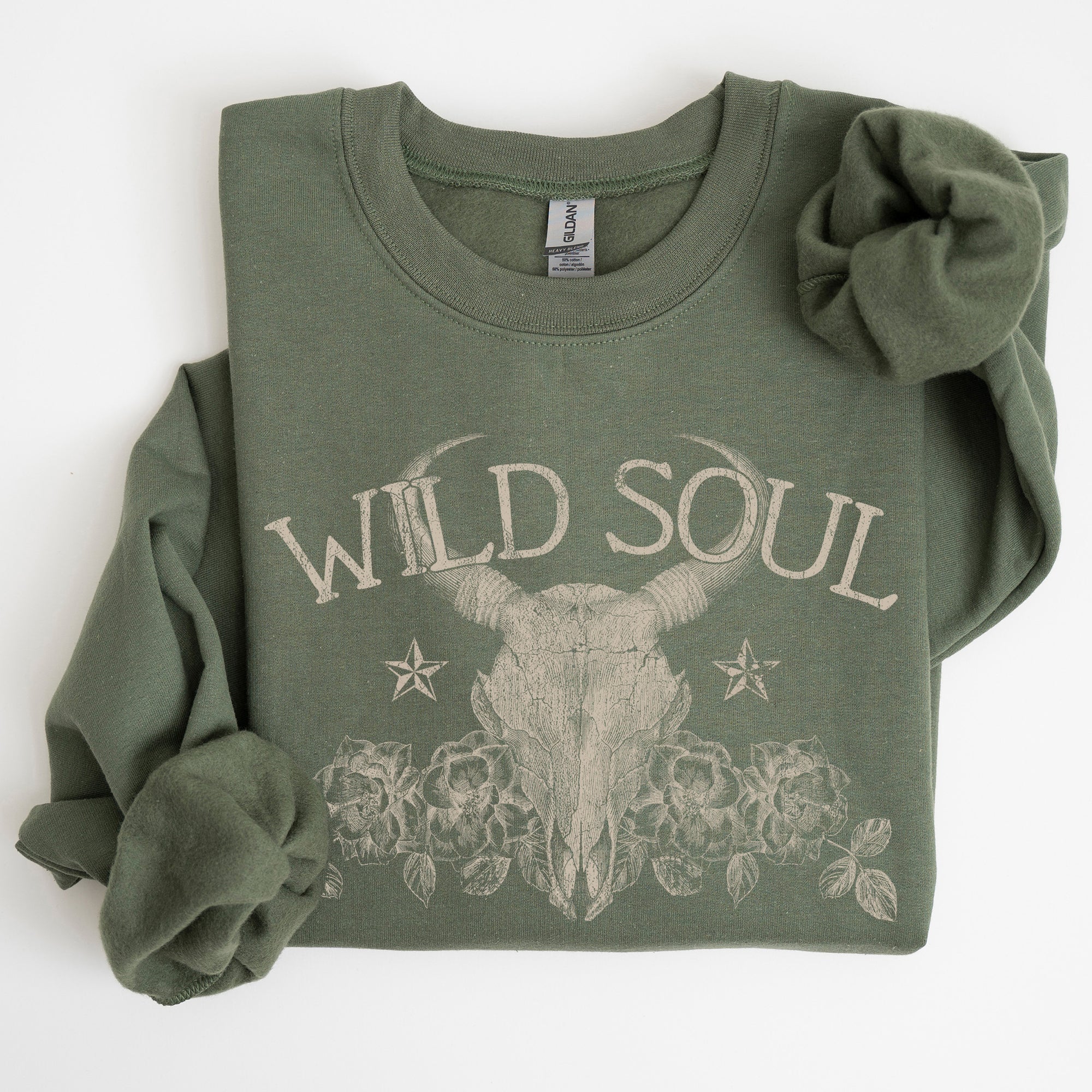 Wild Soul Cow Skull Western Desert Outdoor Adventure Frontier Spirit Western Heritage Sweatshirt