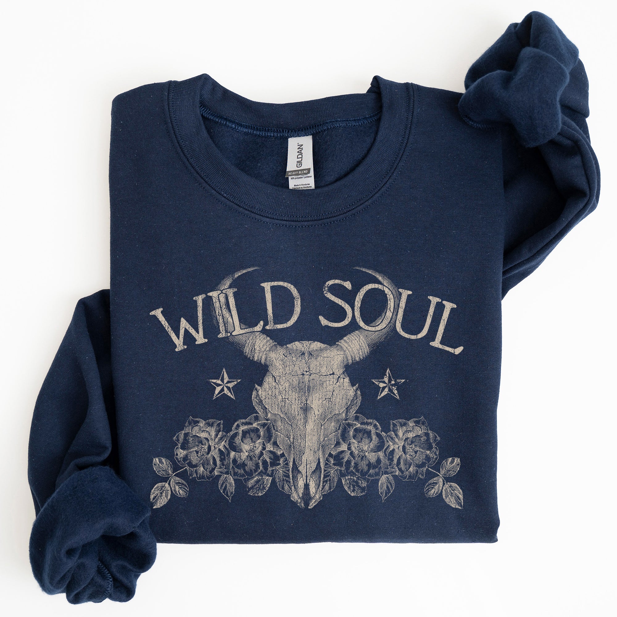 Wild Soul Cow Skull Western Desert Outdoor Adventure Frontier Spirit Western Heritage Sweatshirt