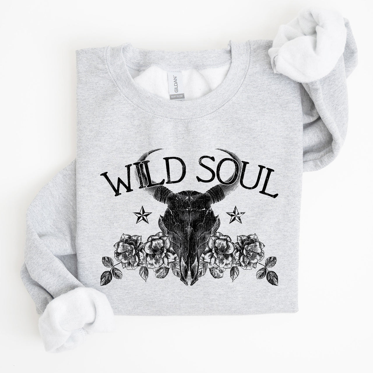 Wild Soul Cow Skull Western Desert Outdoor Adventure Frontier Spirit Western Heritage Sweatshirt