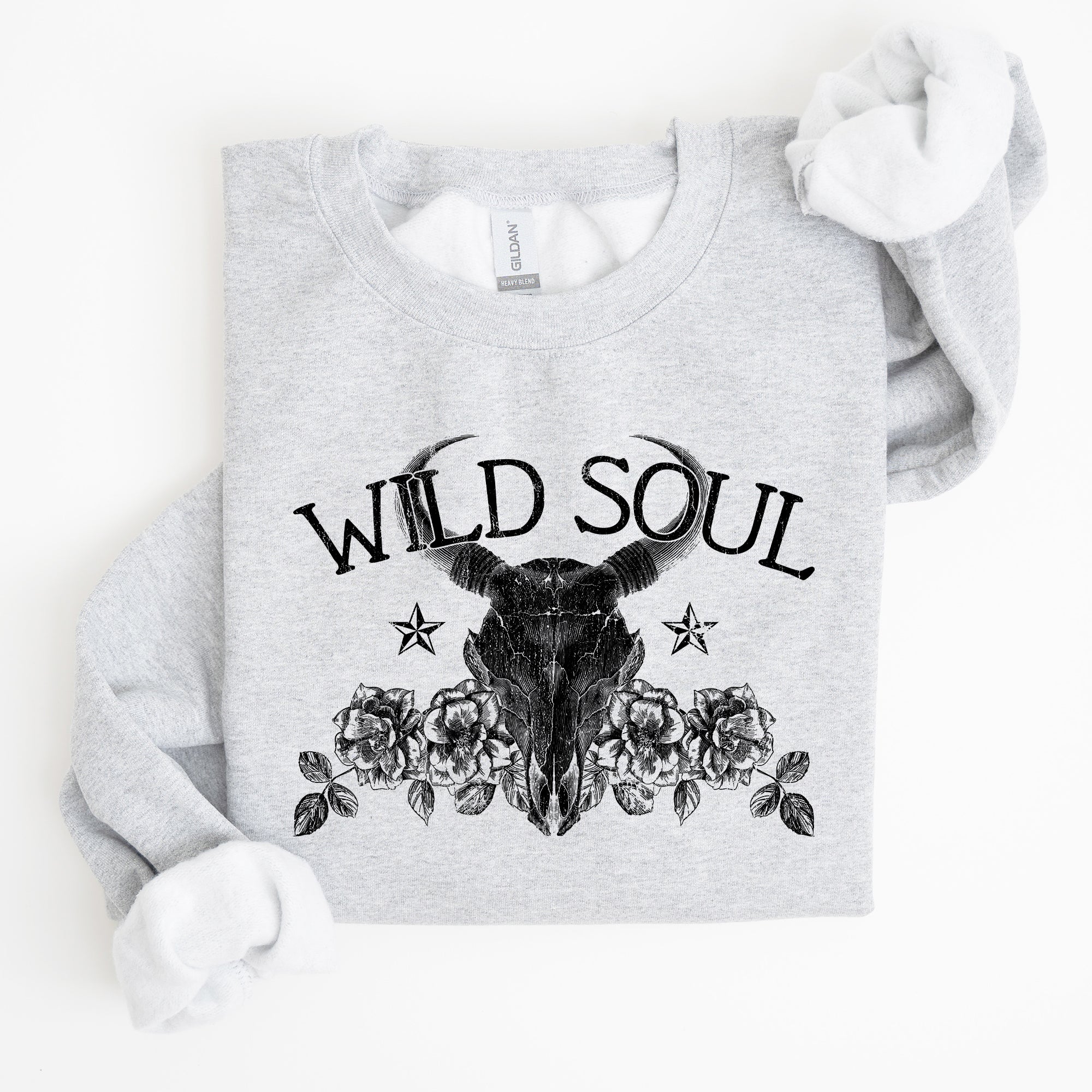 Wild Soul Cow Skull Western Desert Outdoor Adventure Frontier Spirit Western Heritage Sweatshirt