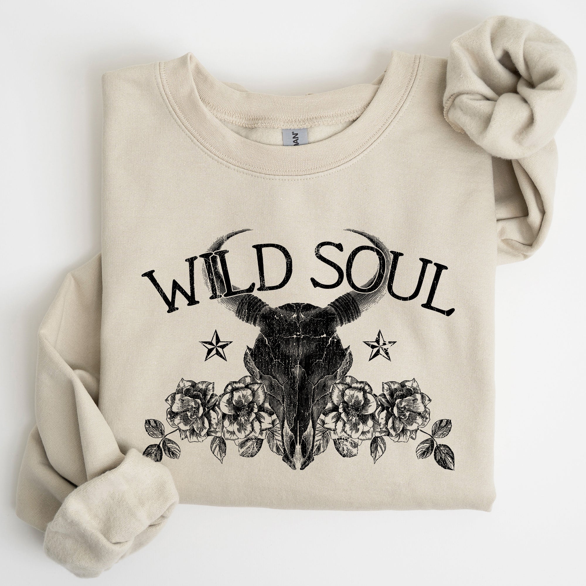Wild Soul Cow Skull Western Desert Outdoor Adventure Frontier Spirit Western Heritage Sweatshirt