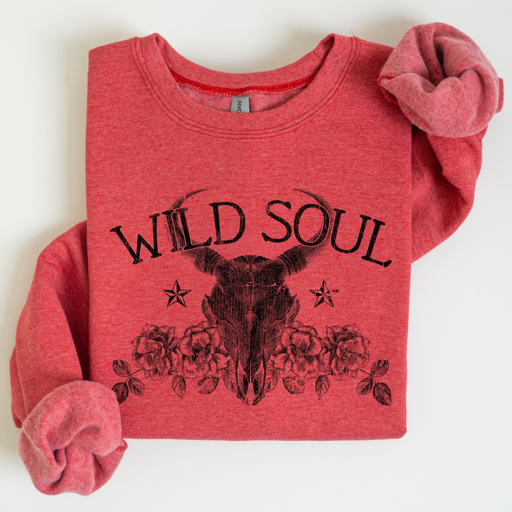 Wild Soul Cowboy Skull Roses Country Cowgirl Spirit Rustic Western Americana Legend Sweatshirt