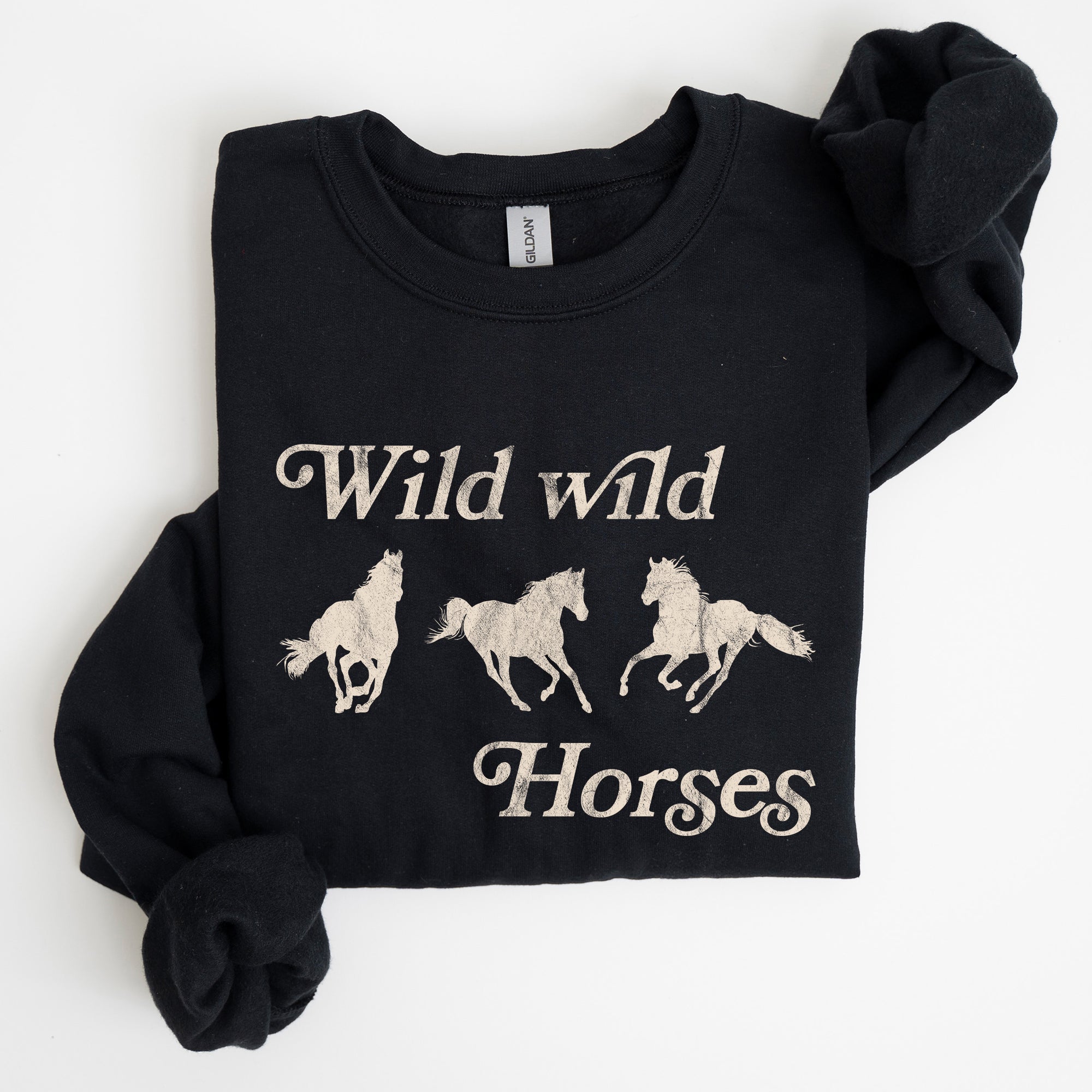Wild Wild Horses, Country, Western Rodeo Spirit And Prairie Sunset Art Sweatshirt