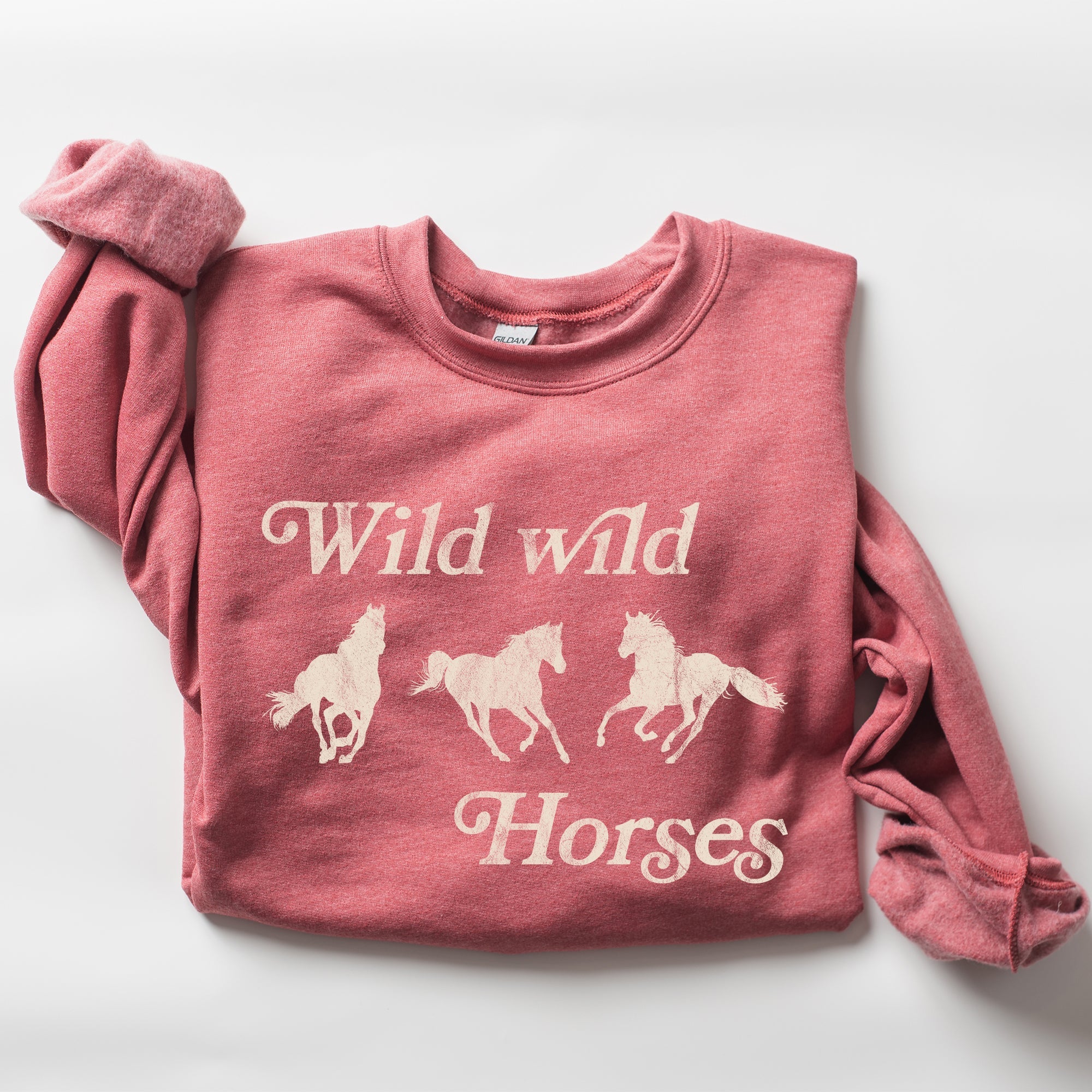 Wild Wild Horses, Country, Western Rodeo Spirit And Prairie Sunset Art Sweatshirt