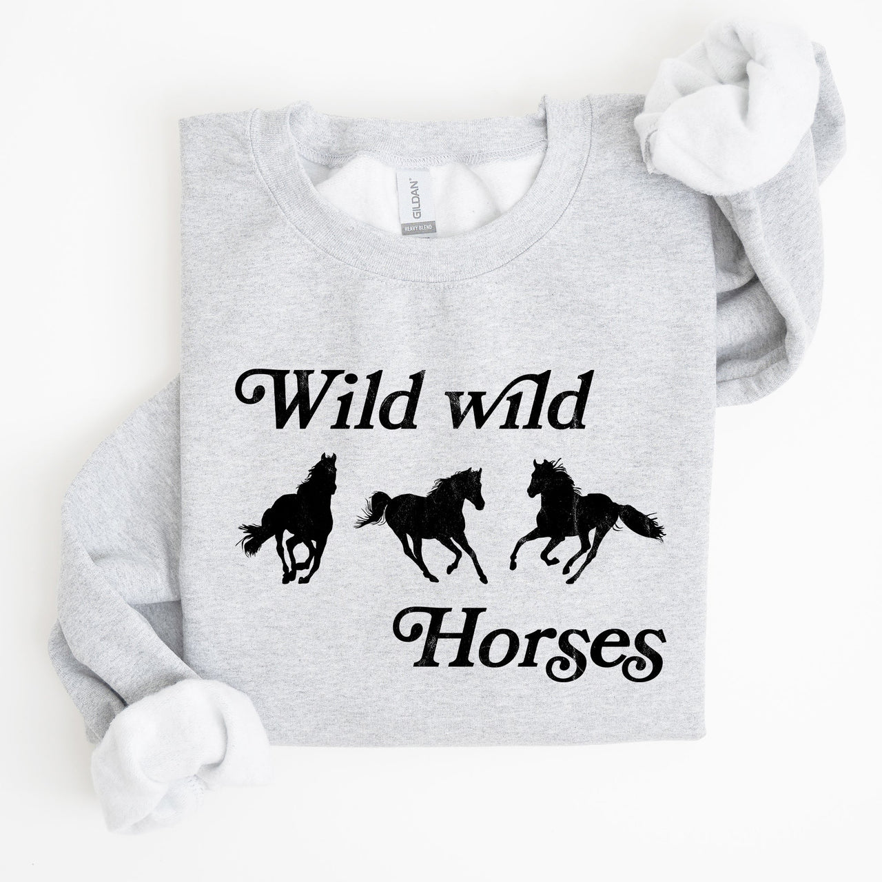 Wild Wild Horses, Country, Western Rodeo Spirit And Prairie Sunset Art Sweatshirt
