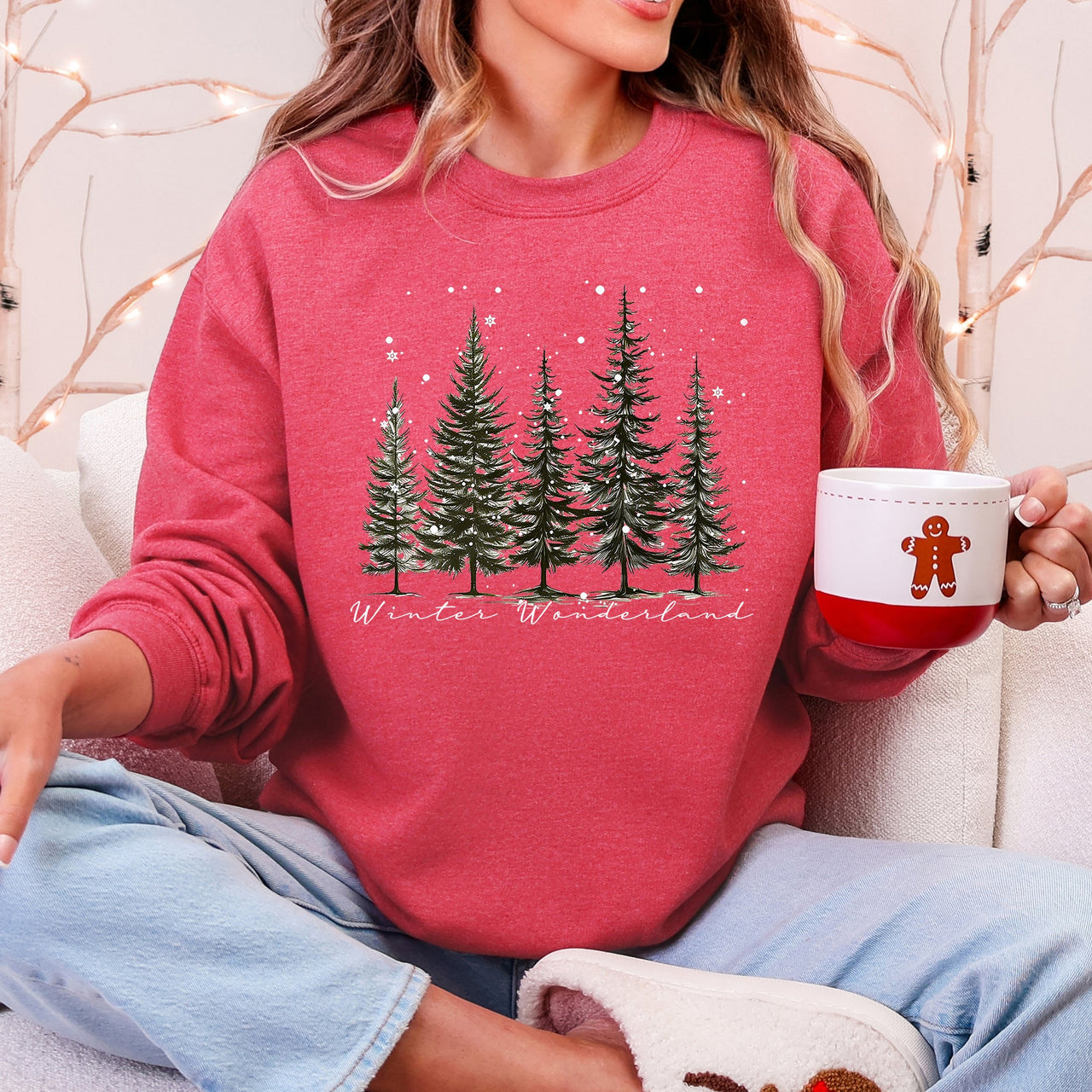 Winter Wonderland Christmas Trees Snow Scene With Pine Forest And Cozy Holiday Charm Sweatshirt