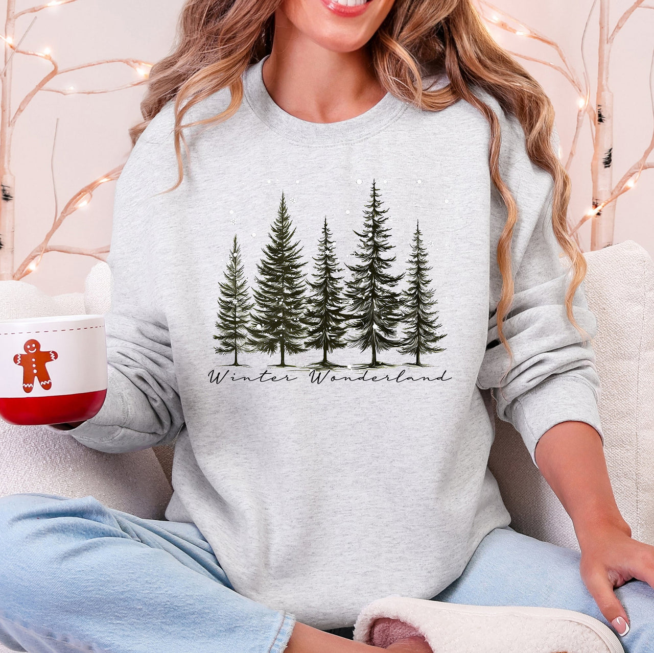 Winter Wonderland Christmas Trees Snow Scene With Pine Forest And Cozy Holiday Charm Sweatshirt