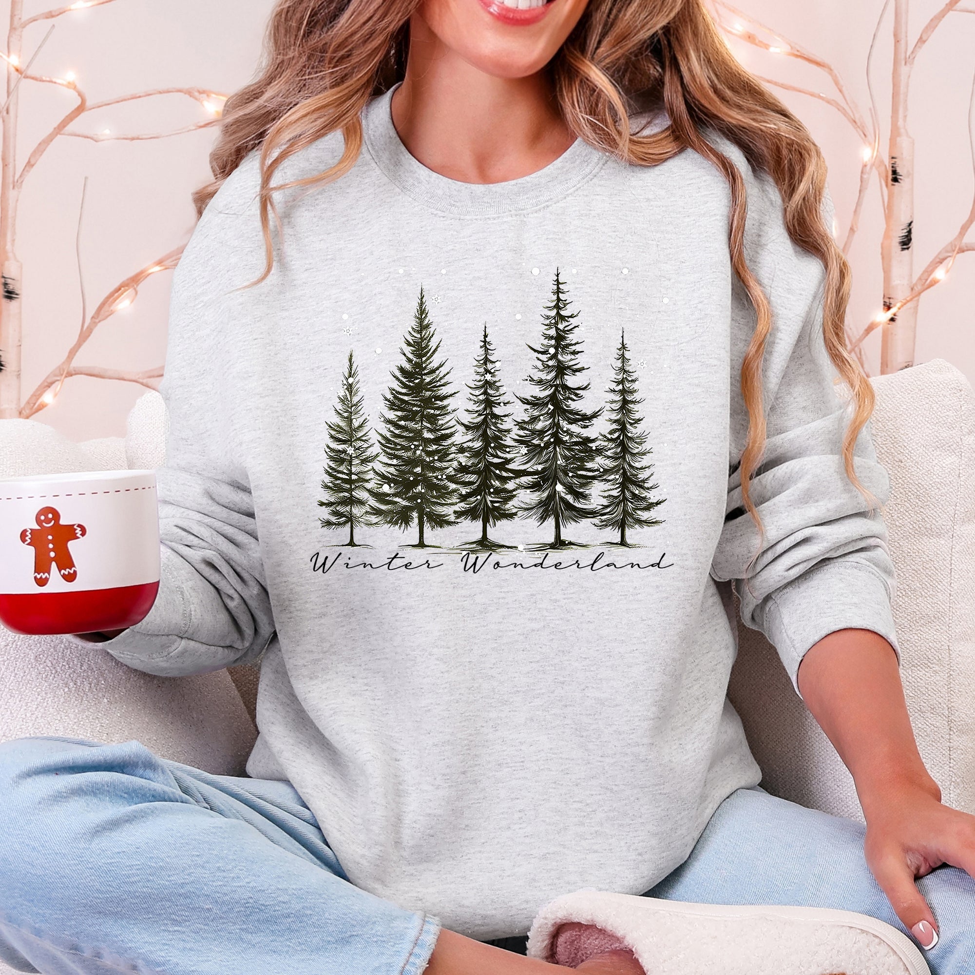 Winter Wonderland Christmas Trees Snow Scene With Pine Forest And Cozy Holiday Charm Sweatshirt
