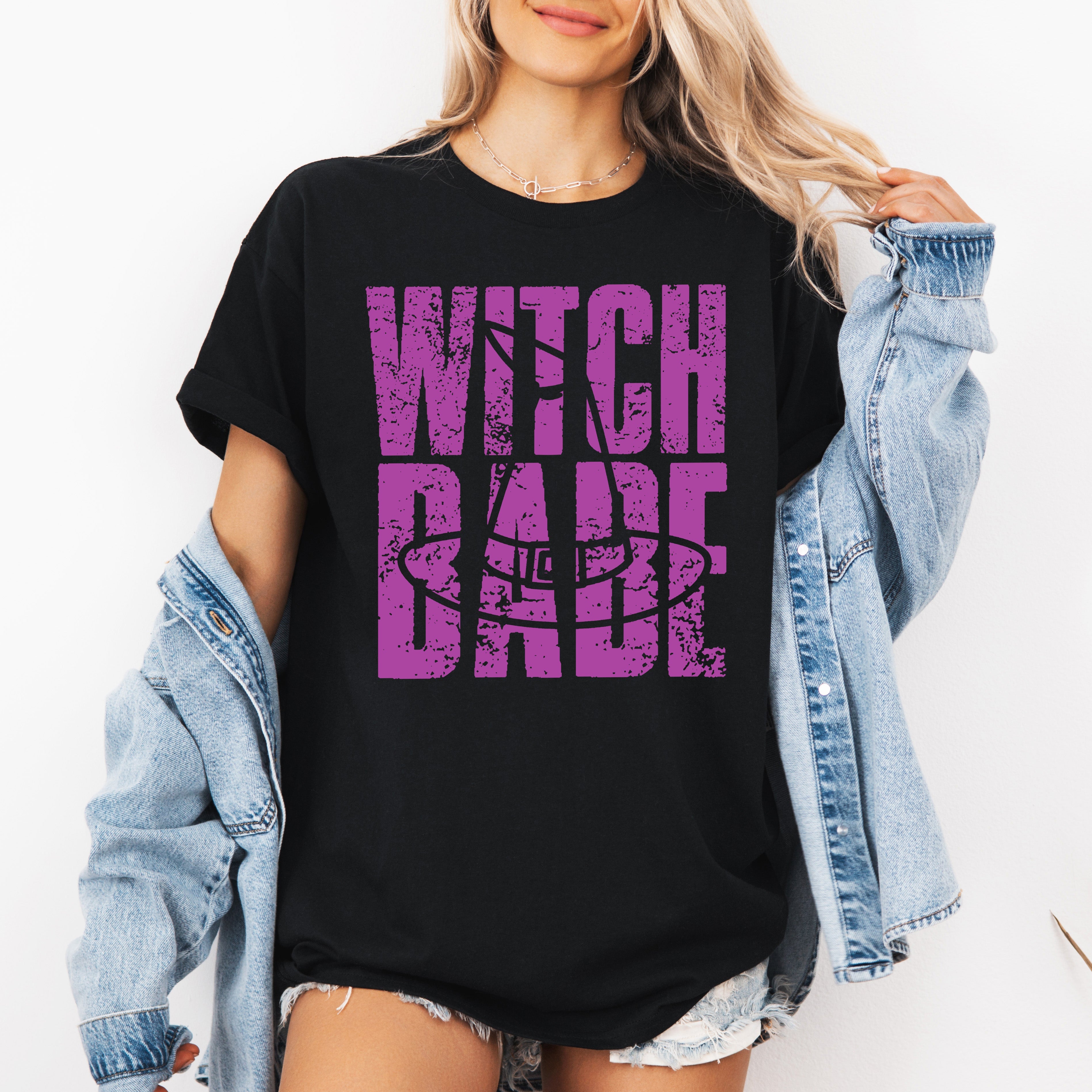 Witch Babe Halloween Mood Vibes Enchanted Night Witchy Spirit Festive Gothic Graphic Tee