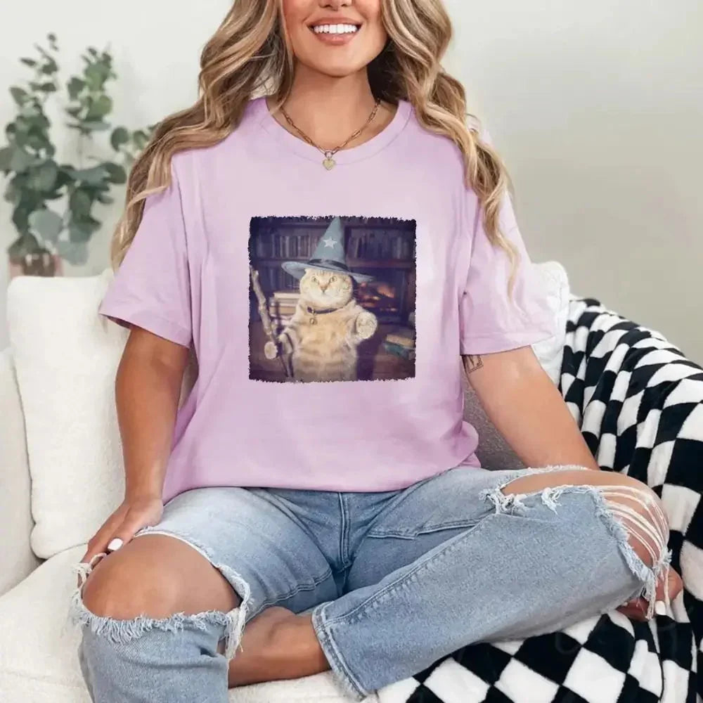 Wizard Cat Halloween Shirt – Funny Cat Meme Graphic Tee
