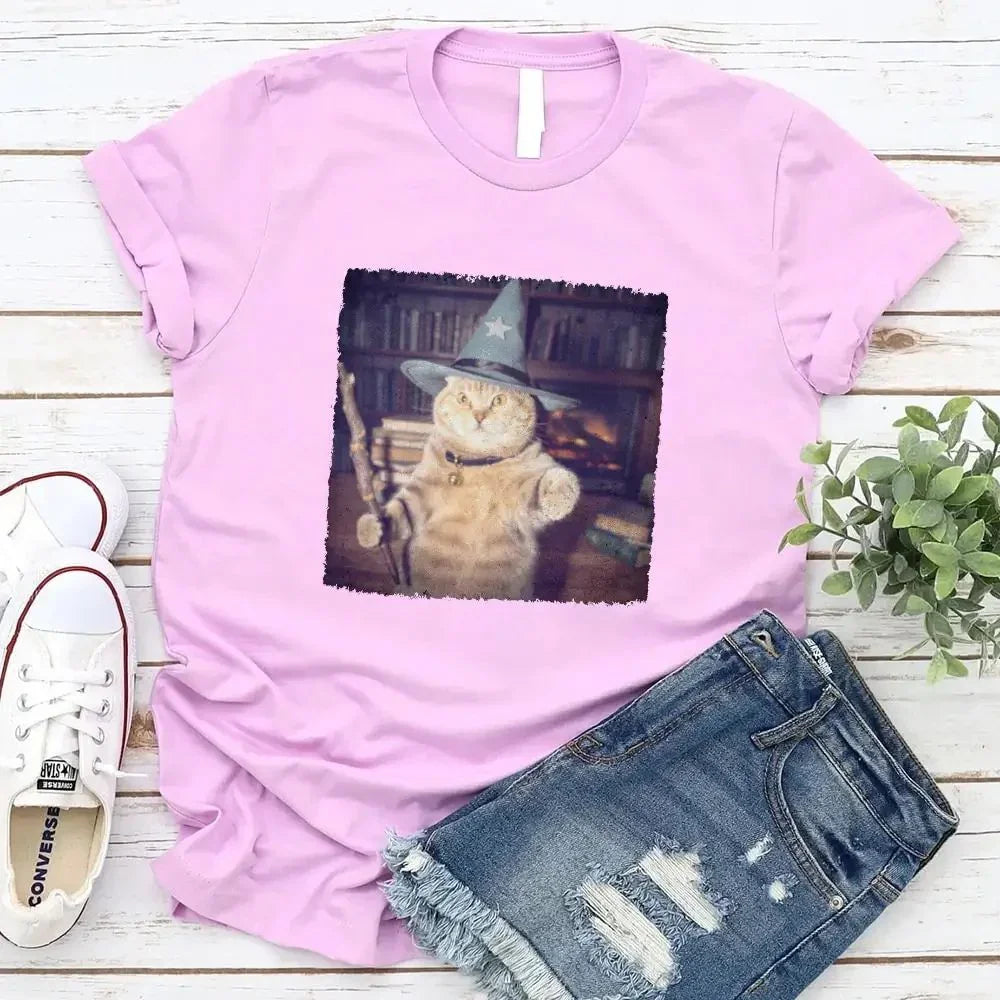 Wizard Cat Halloween Shirt – Funny Cat Meme Graphic Tee