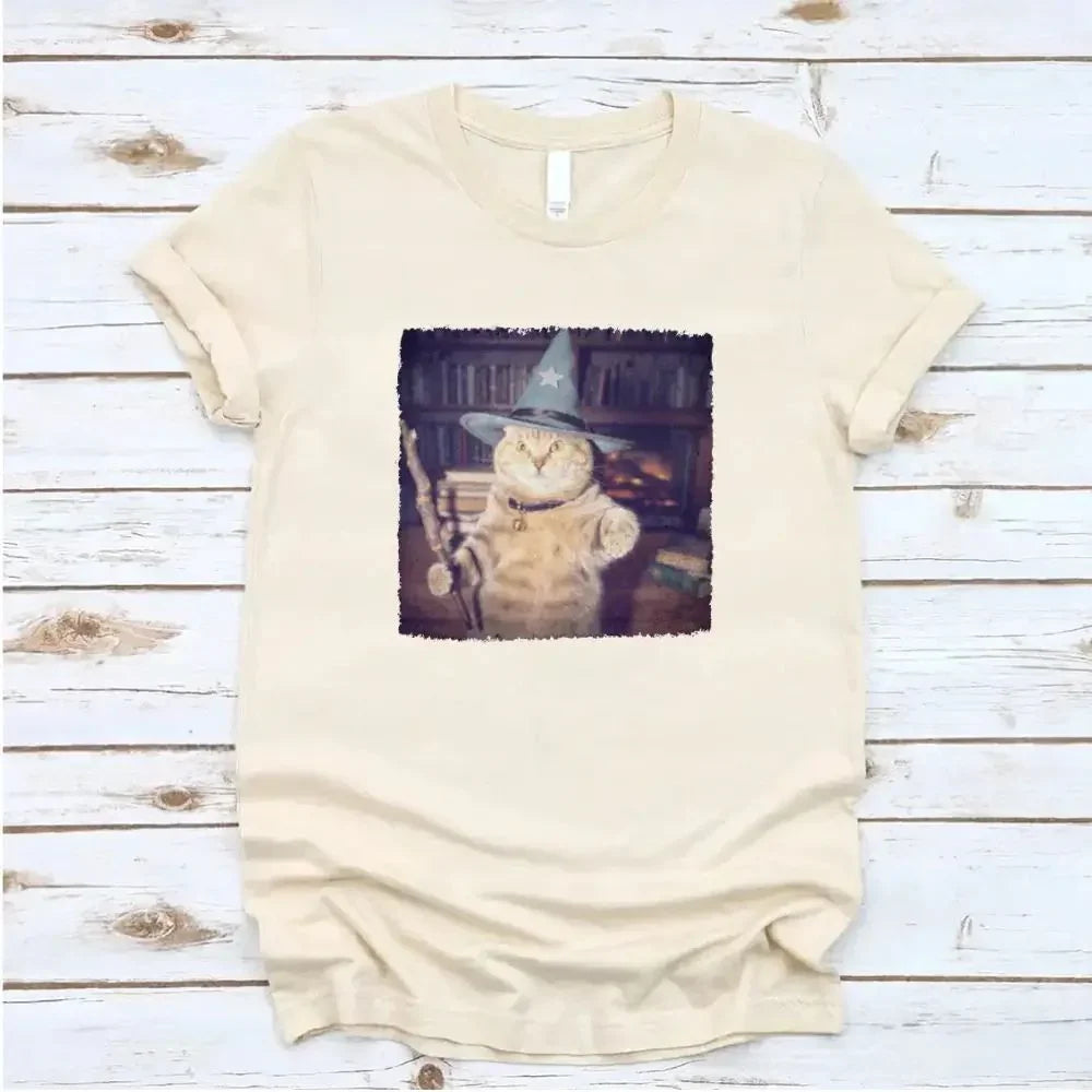 Wizard Cat Halloween Shirt – Funny Cat Meme Graphic Tee