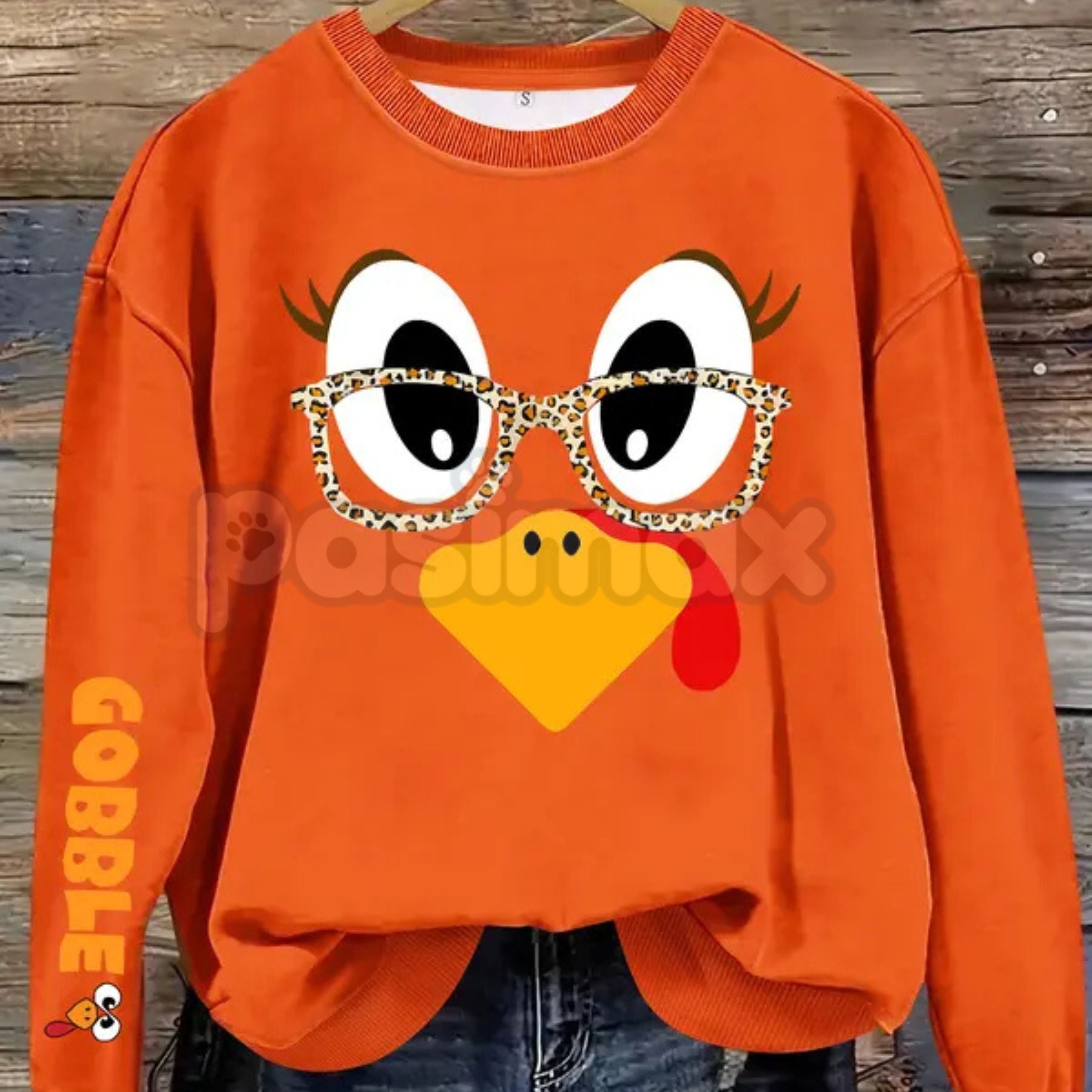 Women's Casual Thanksgiving Turkey Print Pullover Sweater – Cozy Holiday Crewneck