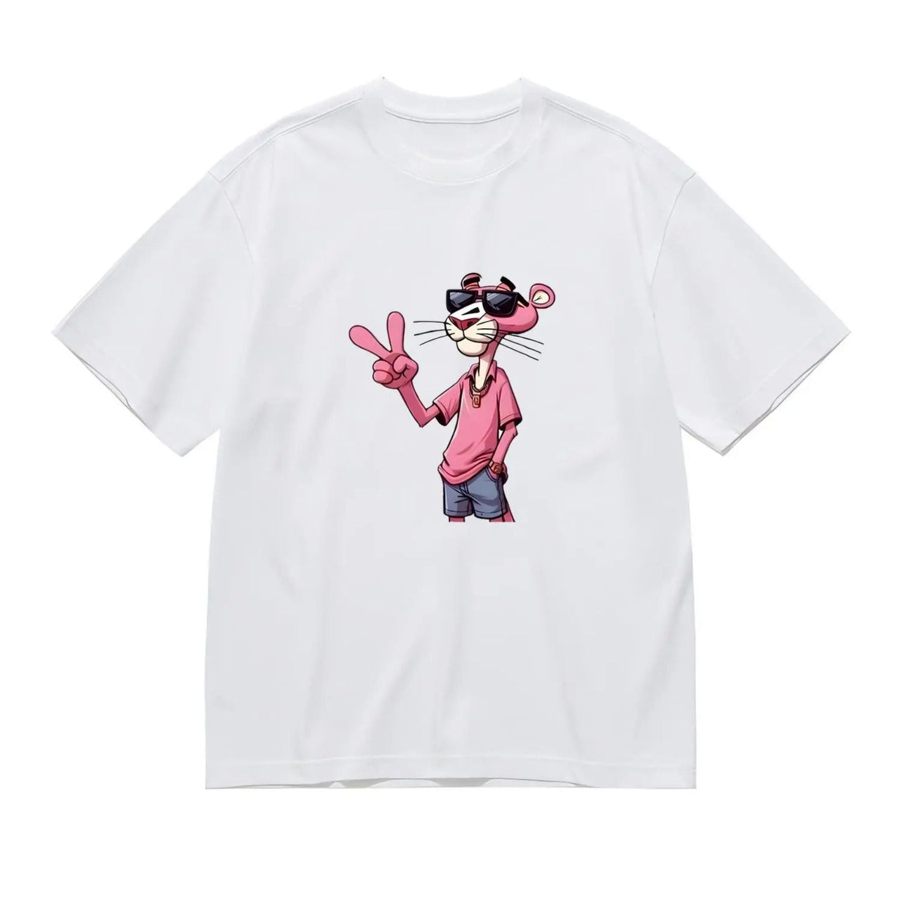 Women's Pink Panther Tee - Timeless Cartoon Graphic Shirt, Playful Casual Apparel