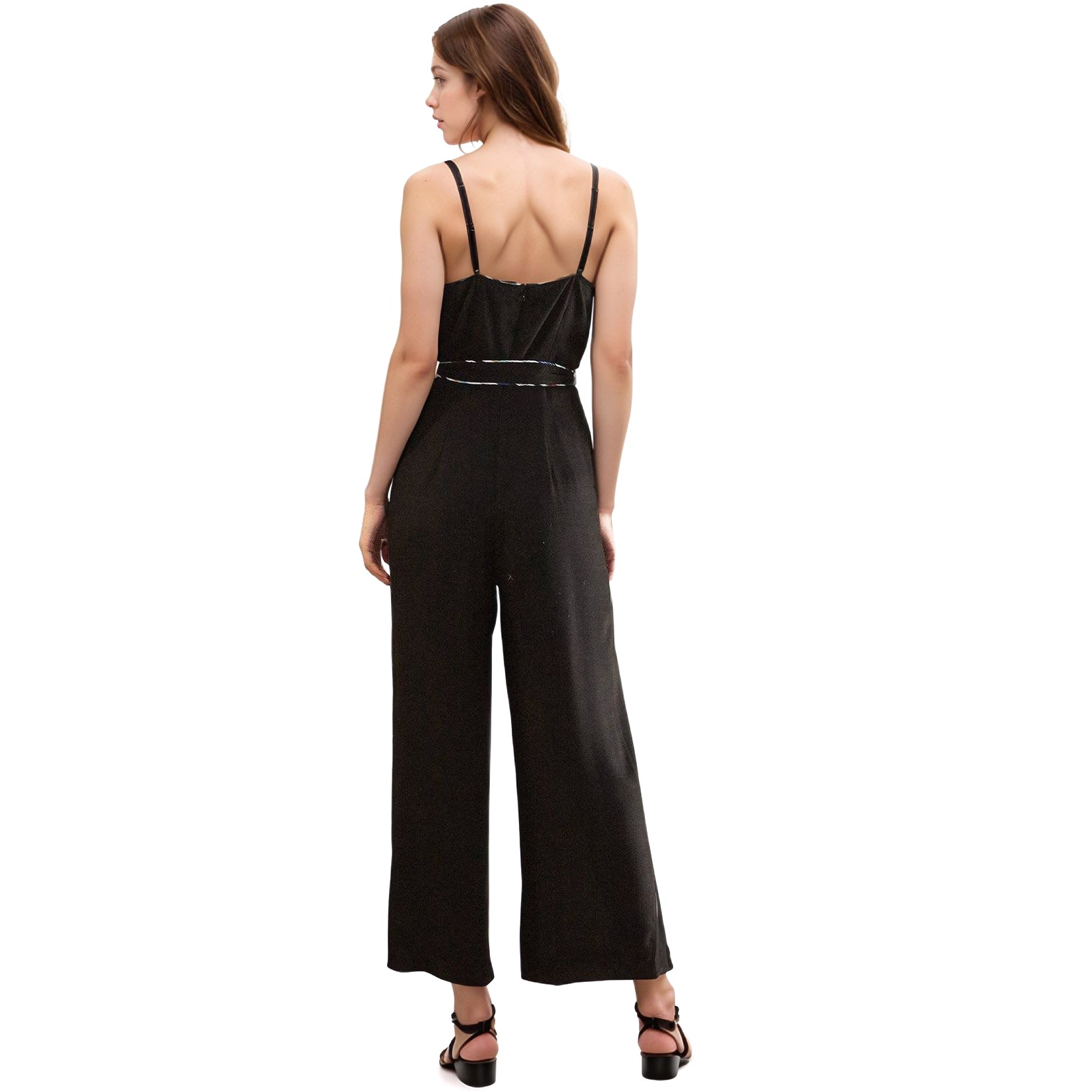 Women's Multi-color Binding Jumpsuit in Black