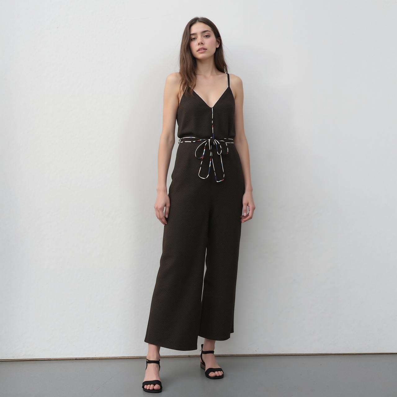 Women's Multi-color Binding Jumpsuit in Black