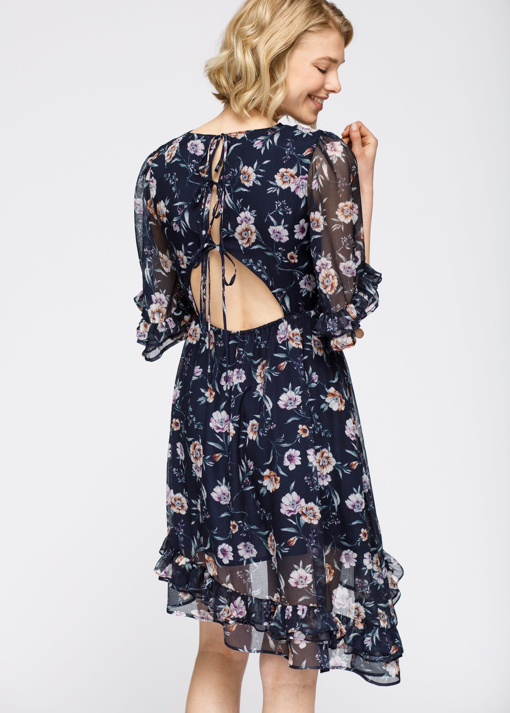 Nurode Women's Wax Flower Asymmetrical Hi-Lo Dress