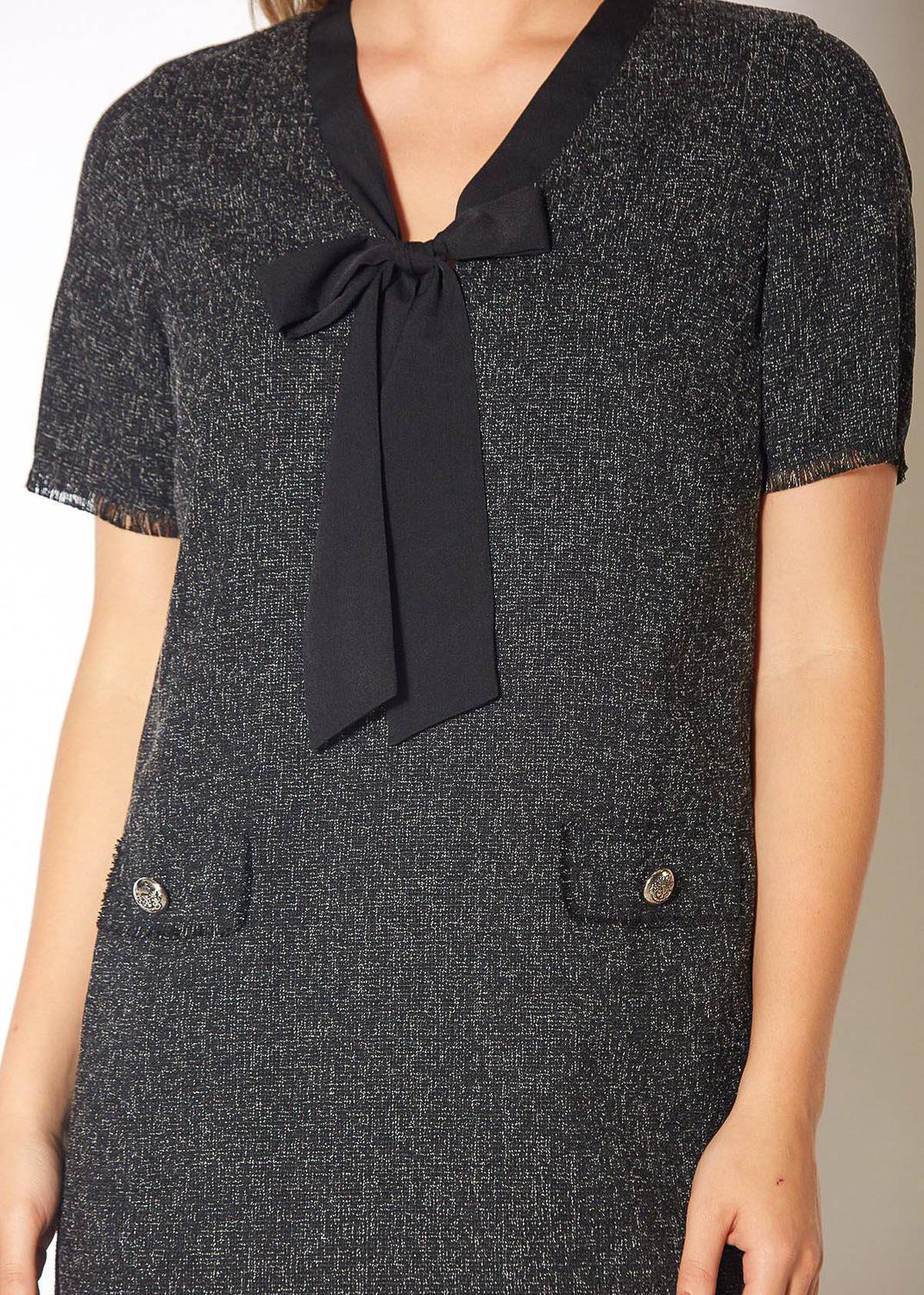 Pleione Women's Bow Front Mini Dress in Black