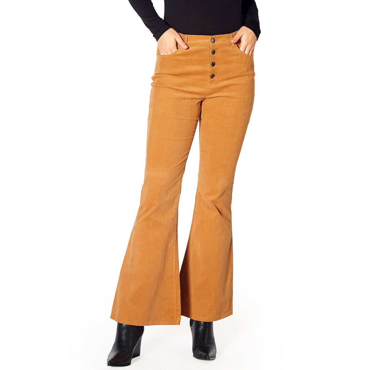 Pleione Women's Corduroy Flared Pants in Brick