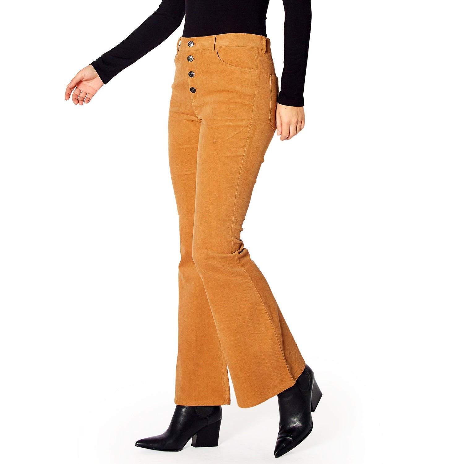 Pleione Women's Corduroy Flared Pants in Brick