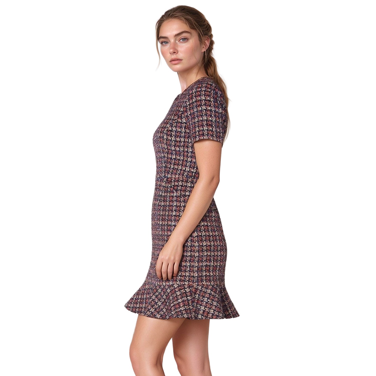 Pleione Women's Flare Hem Dress in Red Plaid